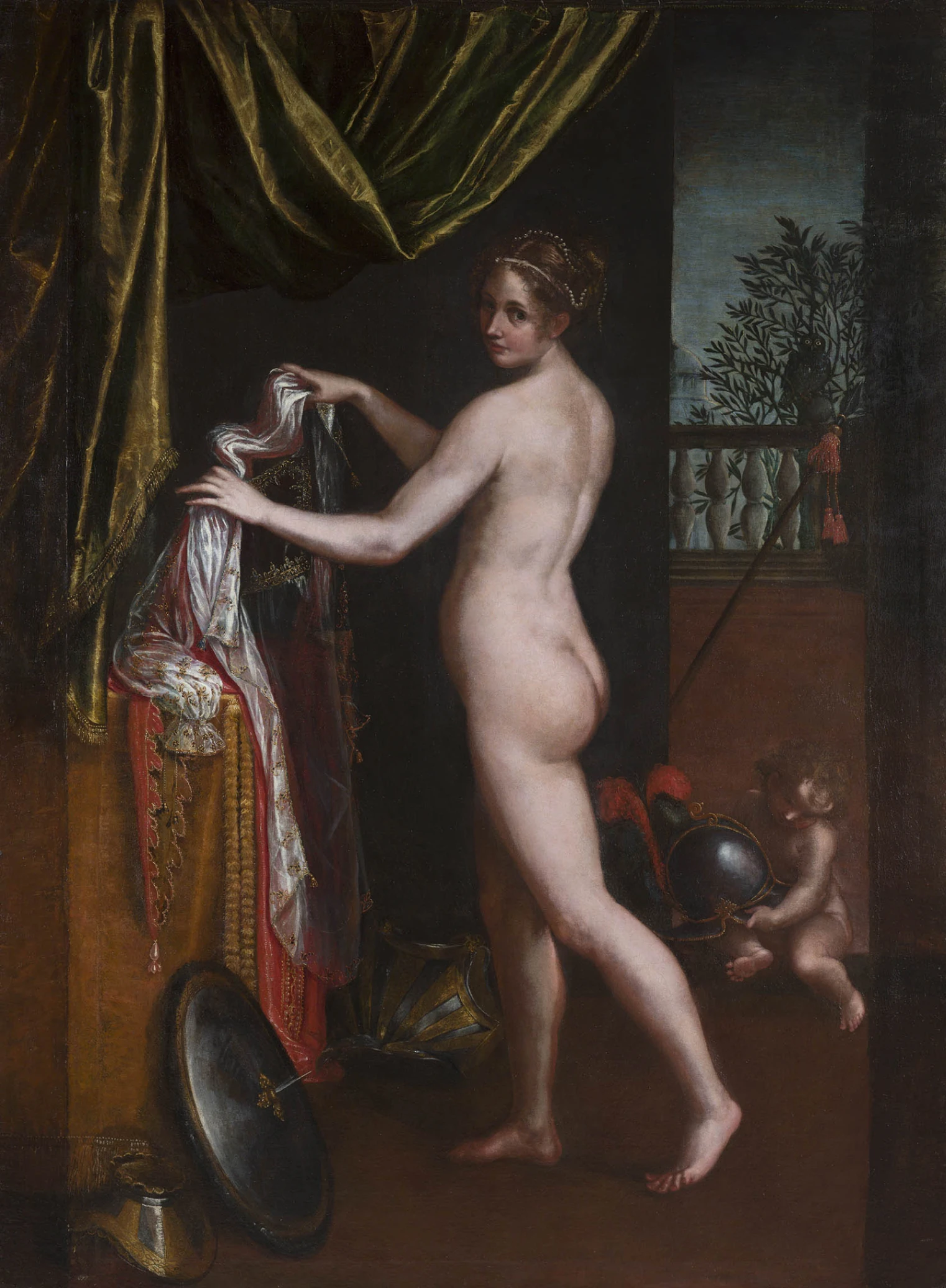 Lavinia Fontana, Minerva nell'atto di abbigliarsi, 1613, olio su tela, 258 x 190 cm, Galleria Borghese, Roma.