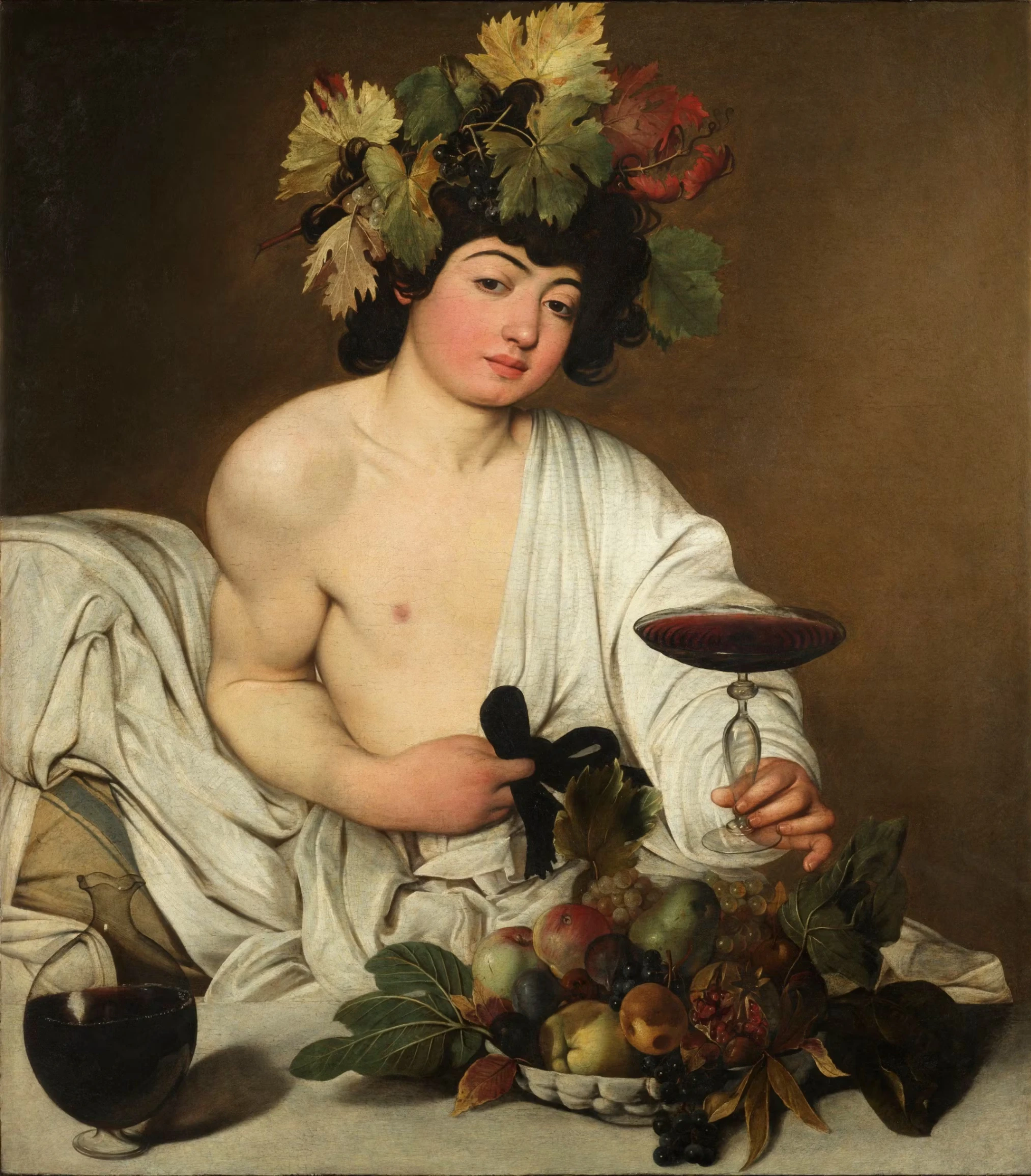 Michelangelo Merisi detto Caravaggio, Bacco, 1598 circa, olio su tela, 95 x 85 cm, Gallerie degli Uffizi, Firenze.