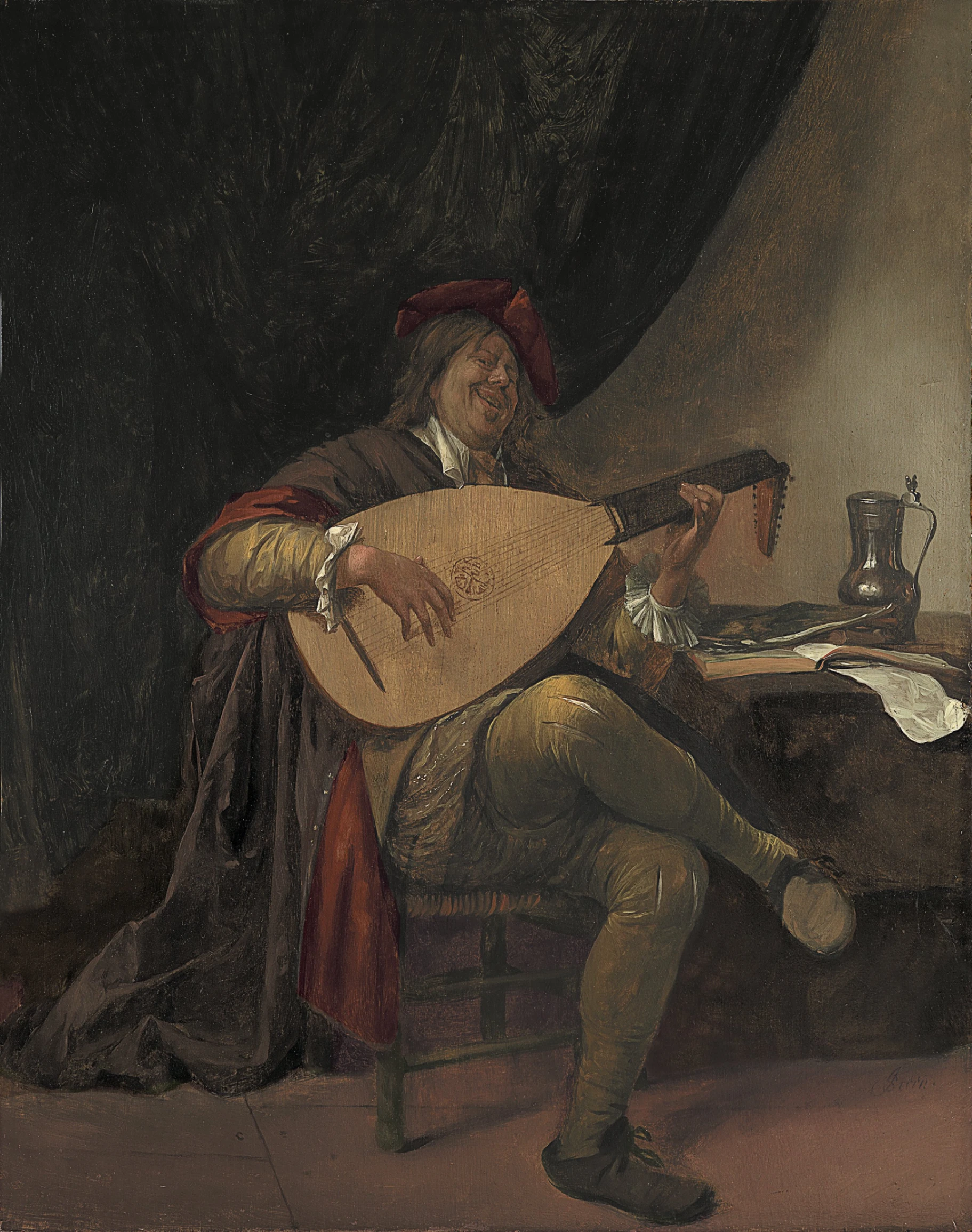 Jan Havicksz. Steen, Autoritratto mentre suona il liuto, 1663 - 1665 circa, olio su tavola, 55,3 x 43,8 cm Museo Nacional Thyssen-Bornemisza, Madrid.