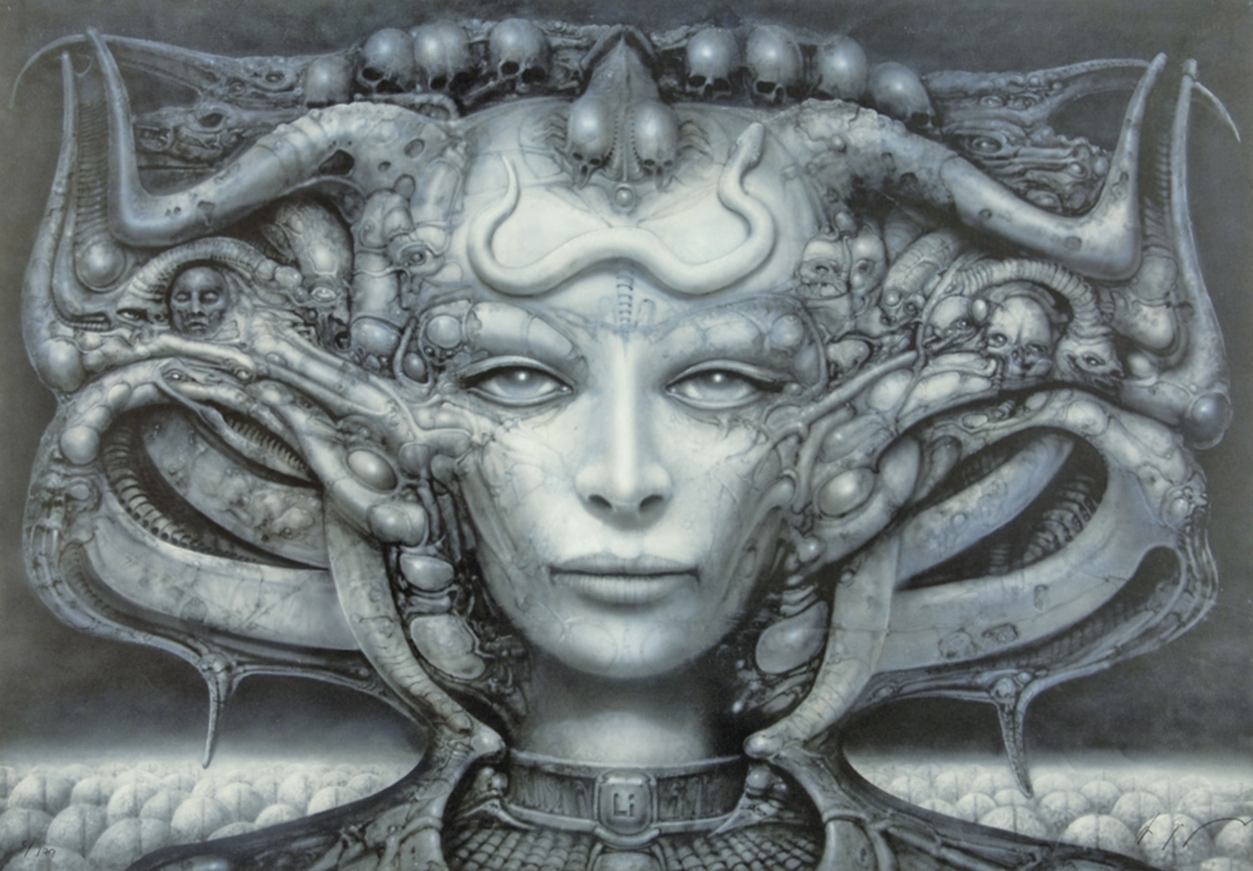 Hans Ruedi Giger, Li I, 1974, elicogravura, 69, 8 x 100 cm, collezione privata.