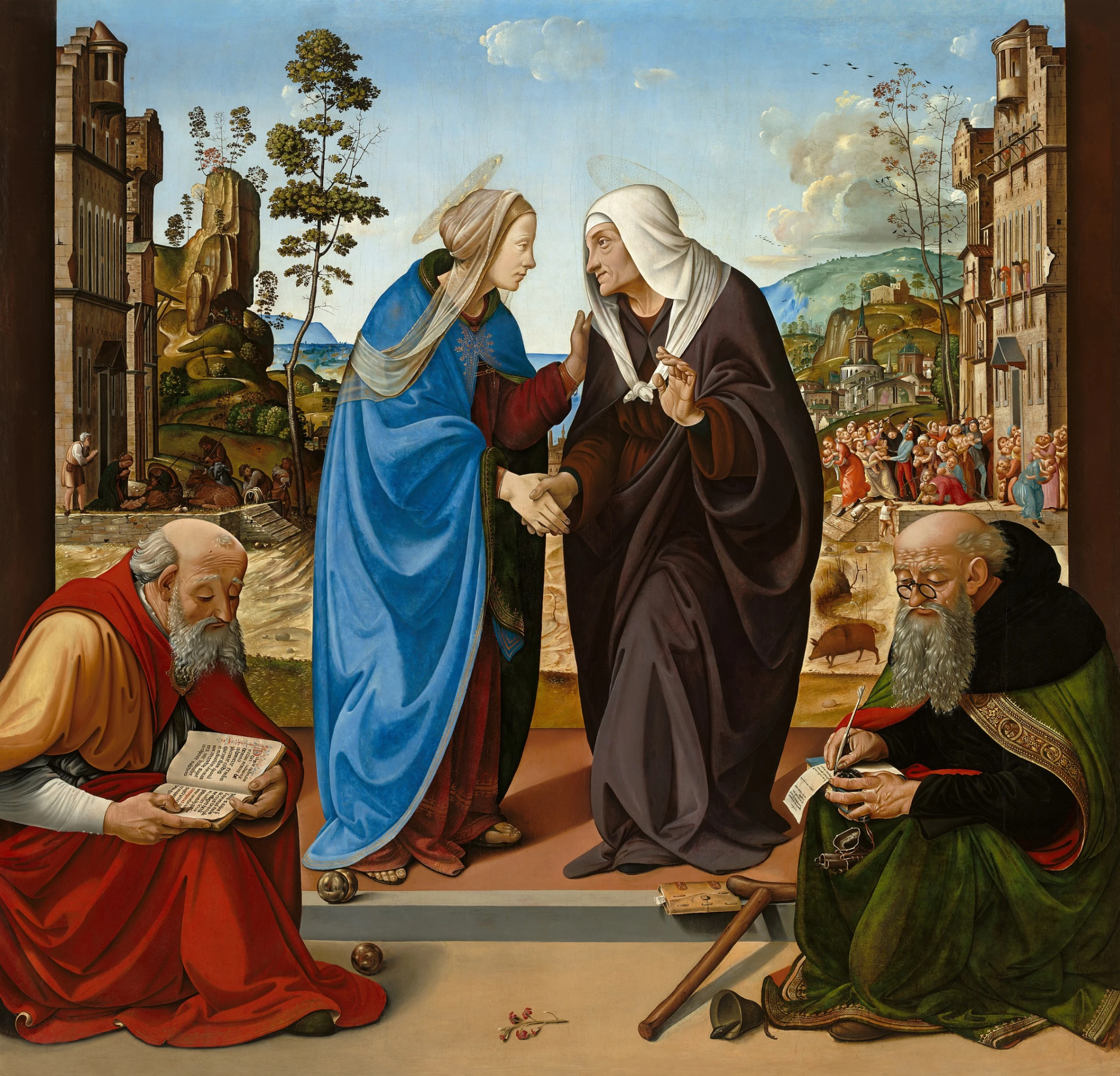 Piero di Cosimo, Visitazione, 1490 circa, olio su tavola, 184 × 189 cm, National Gallery of Art, Washington.
