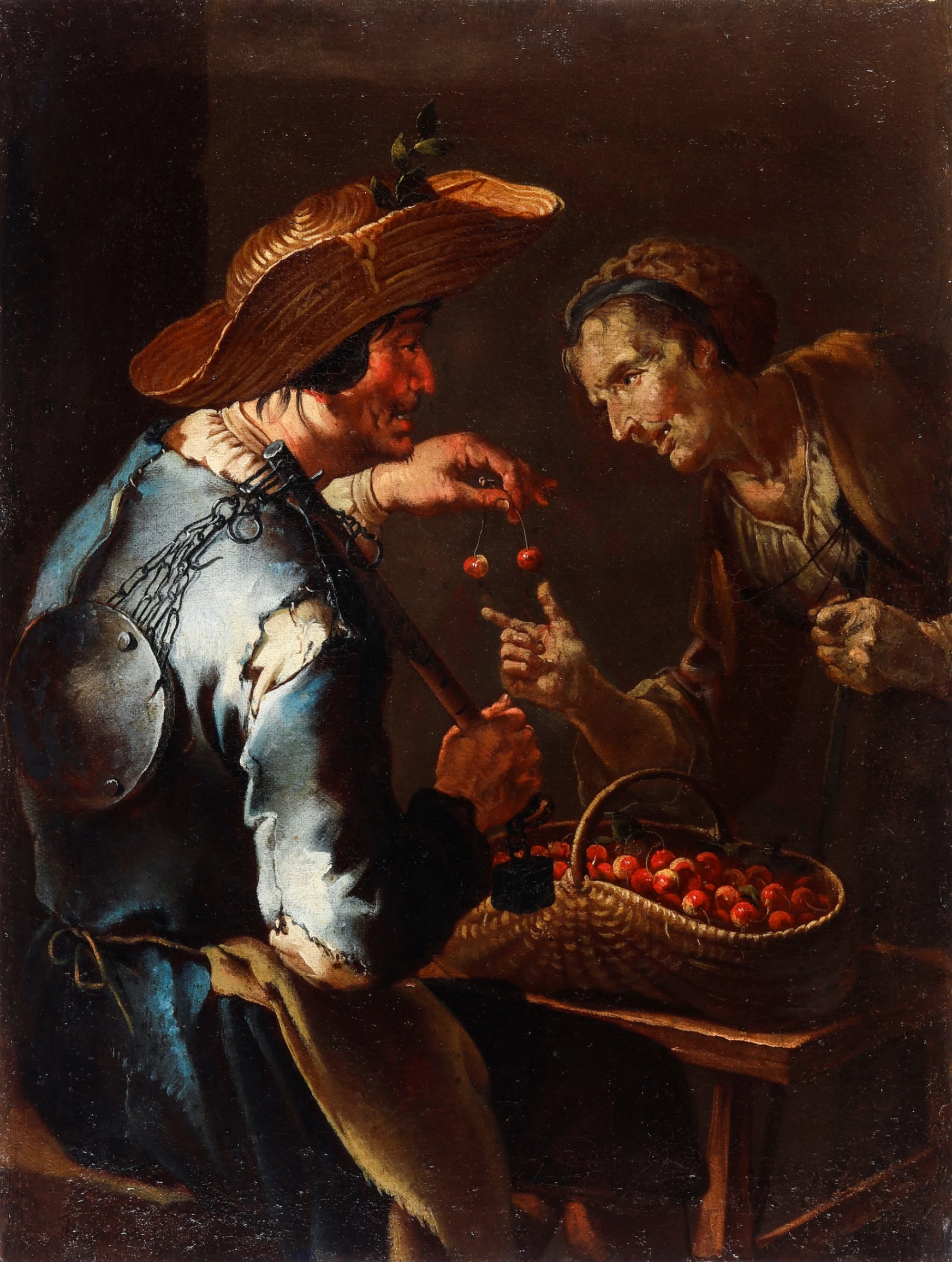 Giacomo Francesco Cipper detto il Todeschini, Il venditore di ciliegie, olio su tela, 44 x 58 cm, collezione privata, Mantova.