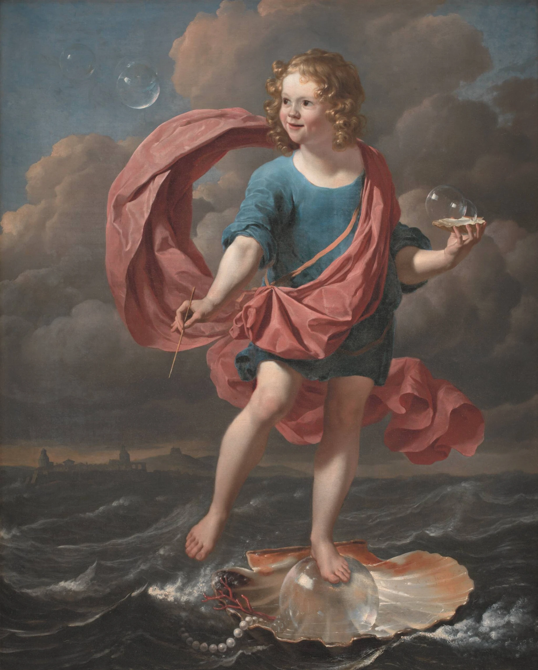 Karel Dujardin, Ragazzo che soffia bolle di sapone. Allegoria della transitorietà , 1663, olio su tela, 116 × 97 cm, SMK - Statens Museum for Art, Copenaghen.