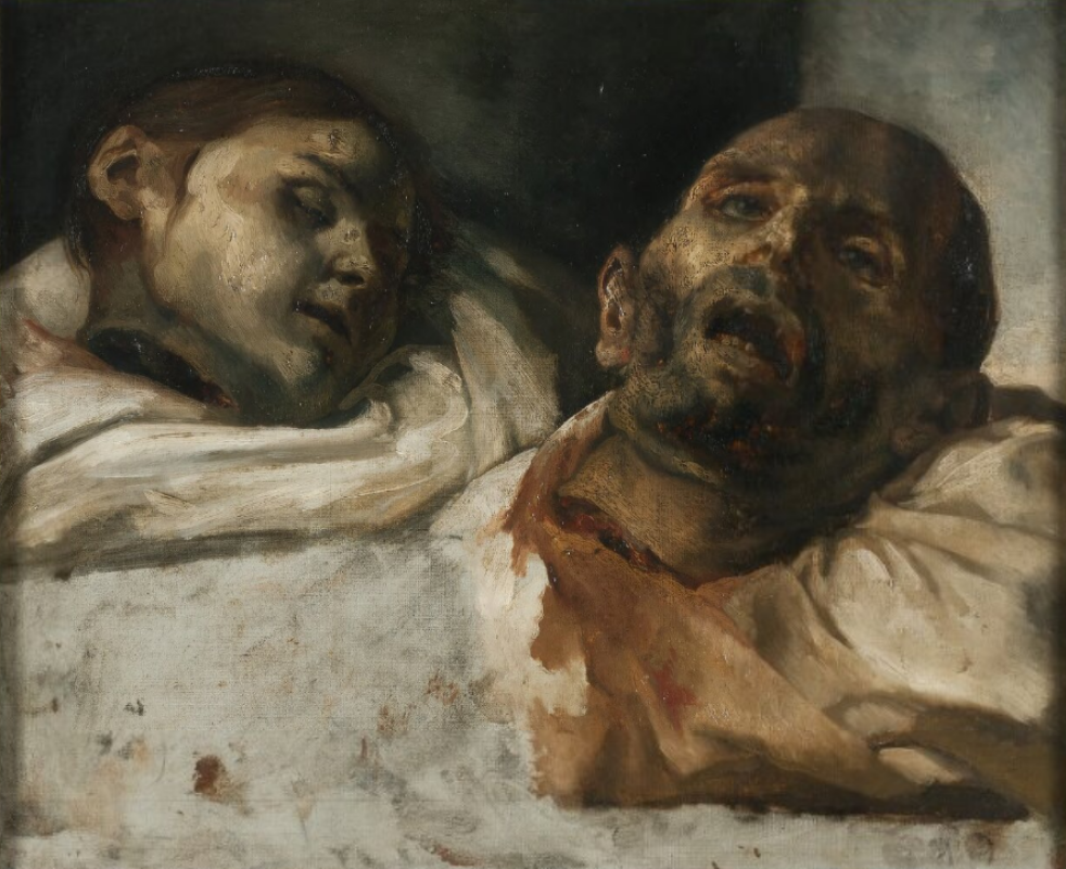 Théodore Géricault, Teste di giustiziati, olio su tela, 50 x 61 cm, Nationalmuseum, Stoccolma.