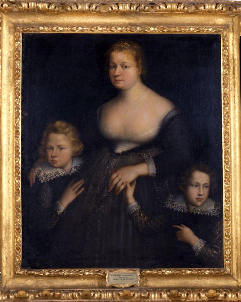 Chiara Varotari, Ritratto di gentildonna con i due figli, 1640 circa, 115 x 98 cm, Pinacoteca Nazionale di Bologna, Collezione Zambeccari. © Pinacoteca Nazionale di Bologna