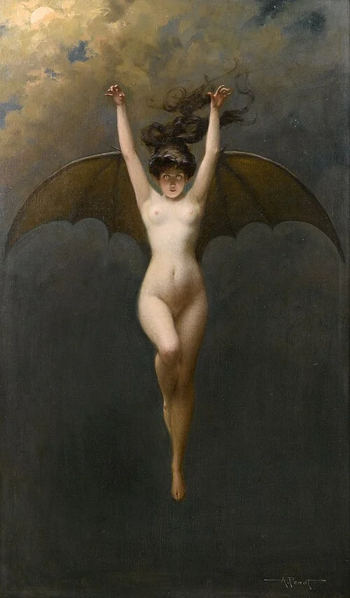 Albert Joseph Pénot, Donna pipistrello, 1890 circa, olio su tela, 100 × 60 cm, collezione privata.