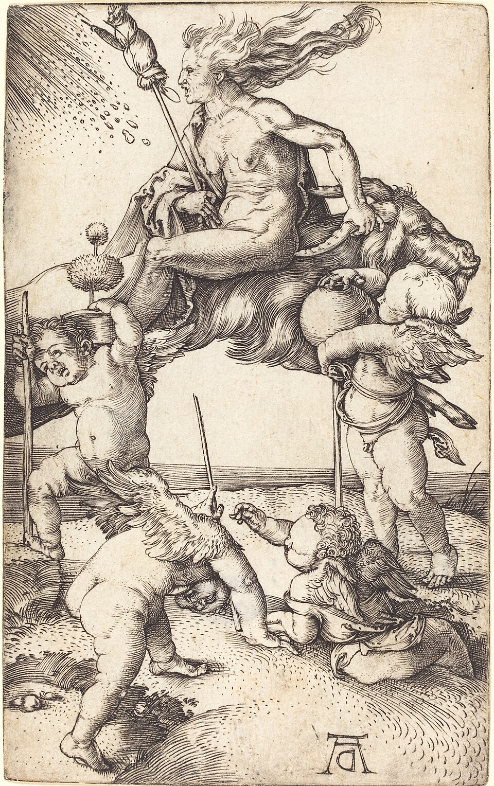 Albrecht Dürer, Strega a cavallo di una capra, 1500-1501.
