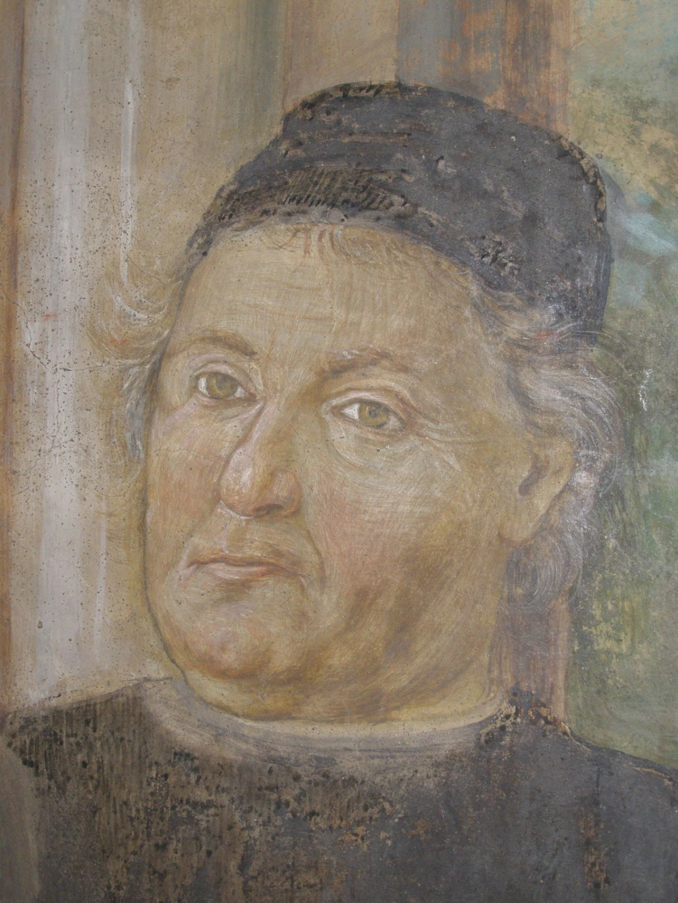 Aldo Manuzio ritratto nell'affresco di Bernardino Loschi, Castello dei Pio, Carpi (Modena).