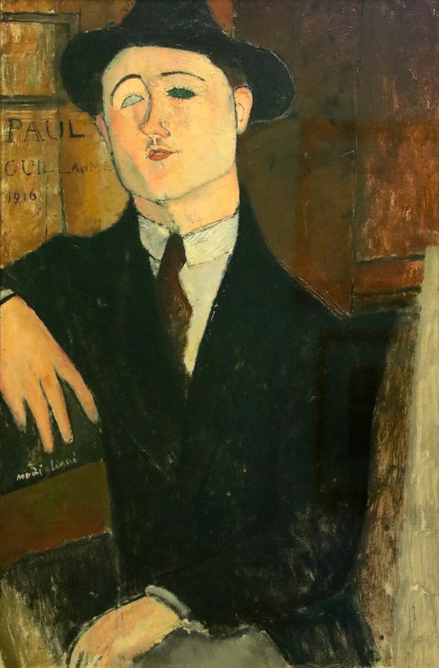 Amedeo Modigliani, Ritratto di Paul Guillaume, 1916, olio su tela, 81 × 54 cm, Museo del Novecento, Milano.