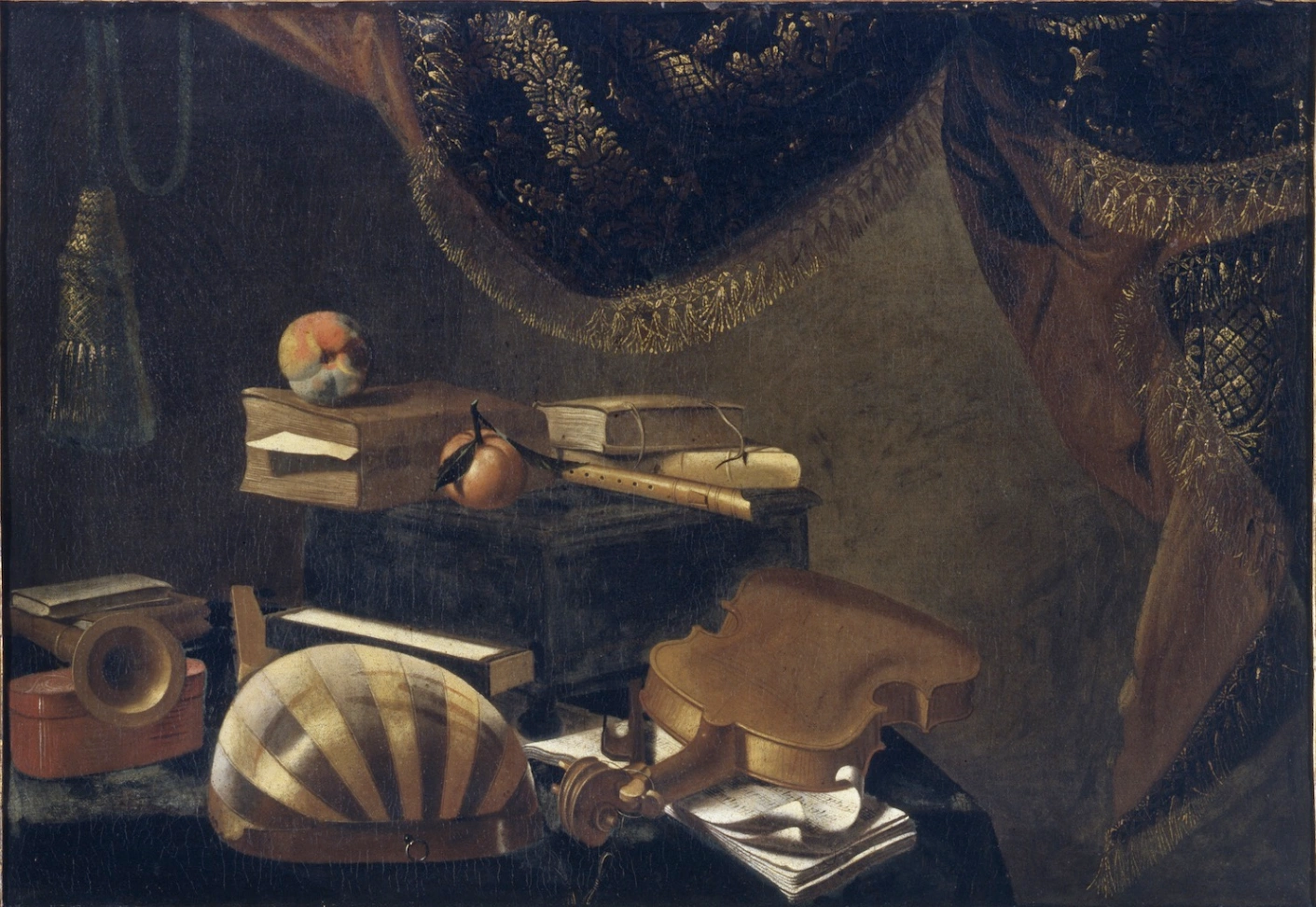 Evaristo Baschenis, Natura morta con strumenti musicali, olio su tela, 60 x 88 cm, Pinacoteca di Brera, Milano.