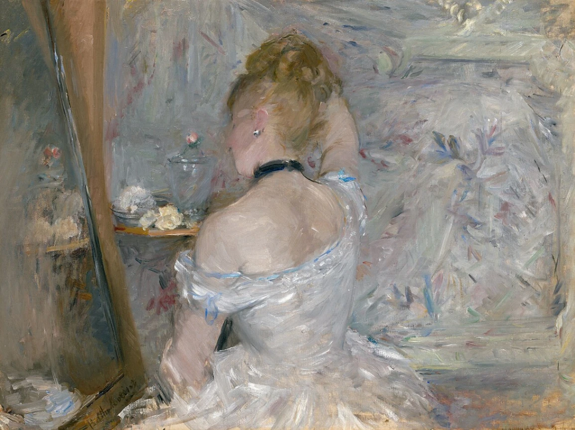 Berthe Morisot, Donna alla toiletta, 1875–1880, olio su tela, 60,3 cm × 80,4 cm, Art Institute of Chicago, Chicago.