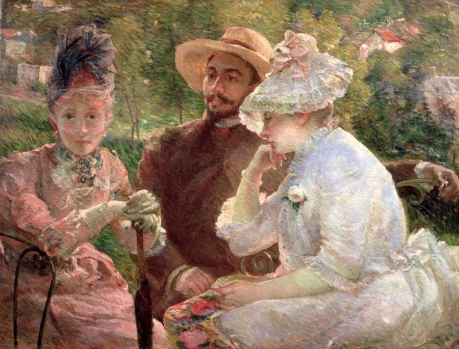 Marie Bracquemond, Sulla terrazza a Sèvres, 1880, olio su tela, 88 x 115 cm, Musée du Petit Palais, Parigi.