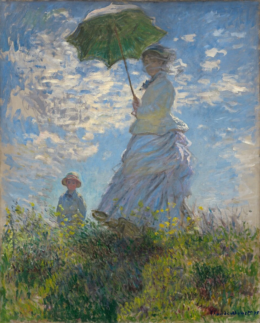 Claude Monet, Donna con parasole (Madame Monet con il figlio), 1875, olio su tela, 100 × 81 cm, National Gallery of Art, Washington, DC.