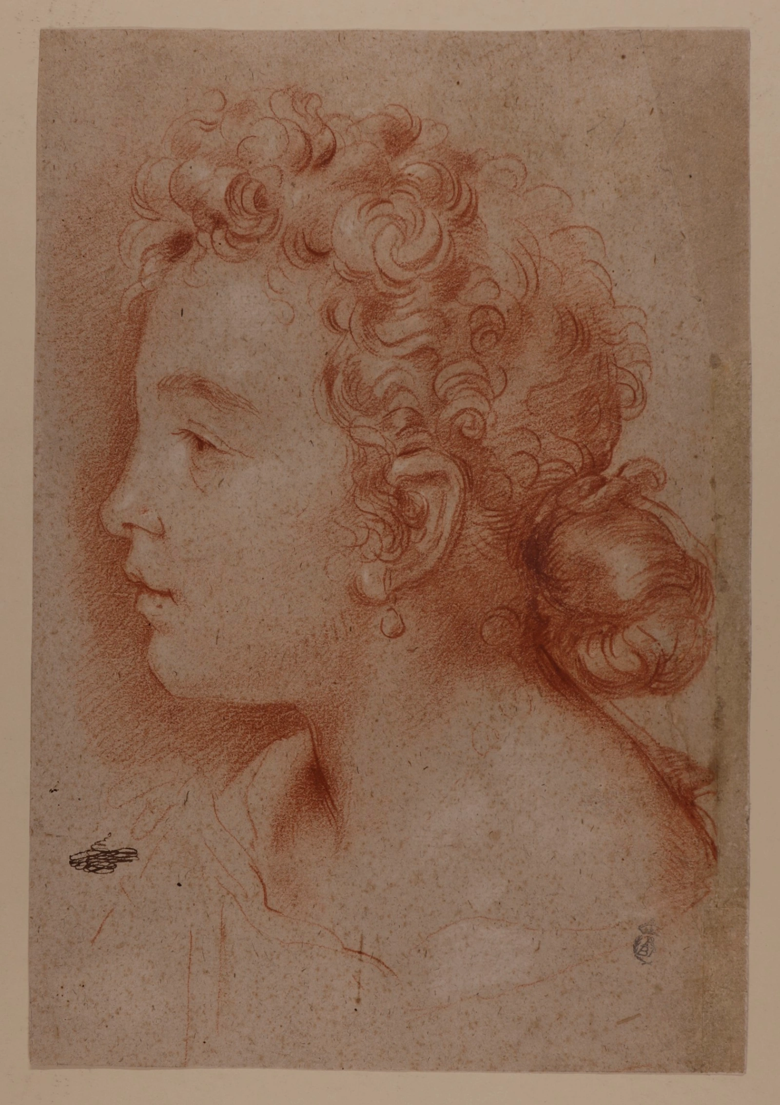 Carlo Maratta, Ritratto di profilo di Faustina Maratta, 1698, 36 0 × 24, 8 cm, sanguigna su carta vergata grigia, Real Academia de Bellas Artes de San Fernando, Madrid.