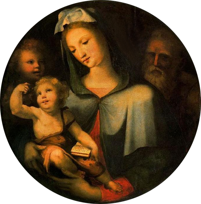 Domenico Beccafumi, Sacra famiglia con San Giovannino, 1514-1515, olio su tavola, 84 x 84 cm, Gallerie degli Uffizi, Firenze.