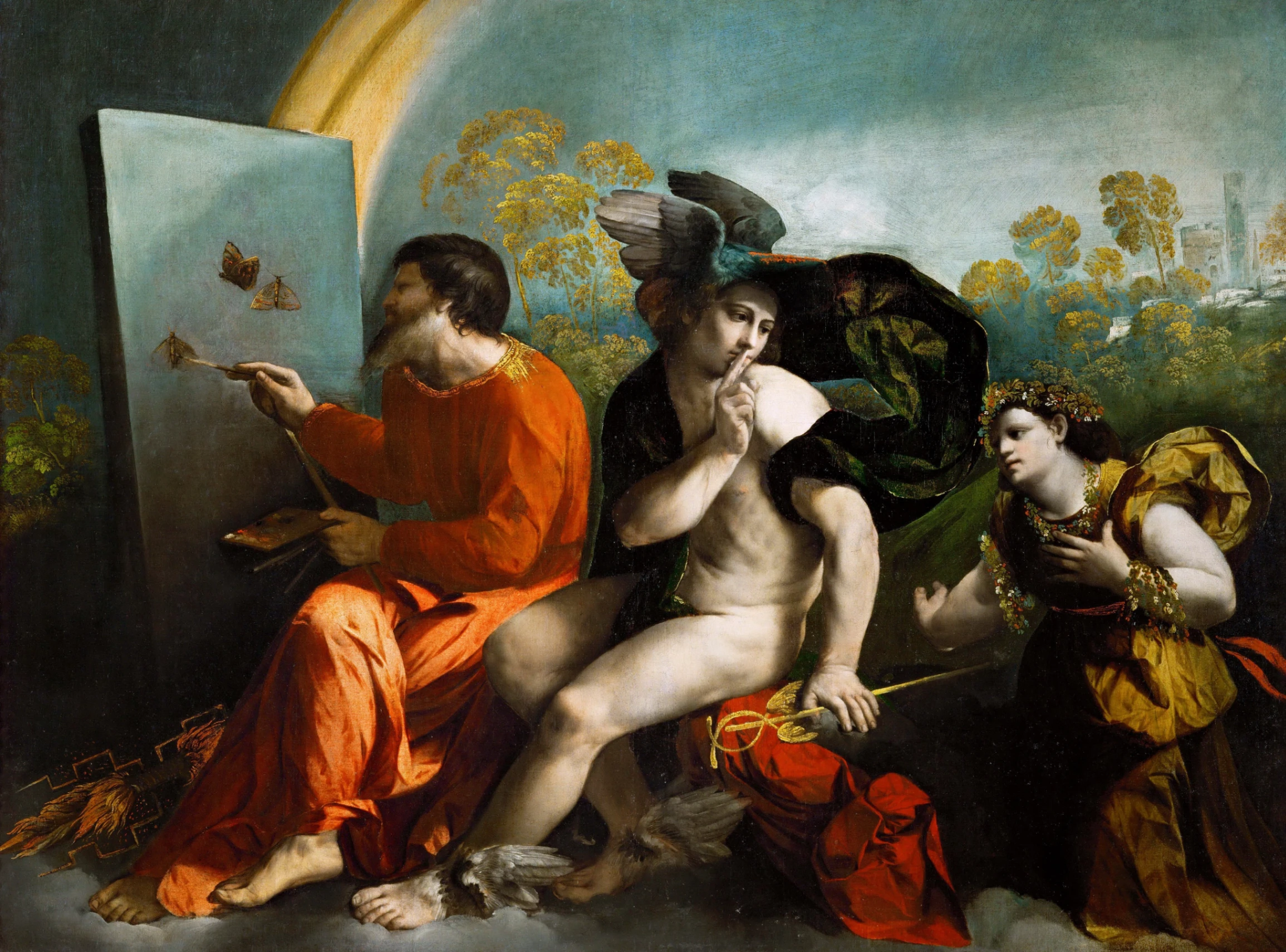 cover Giove pittore di farfalle, Mercurio e la Virtù di Dosso Dossi