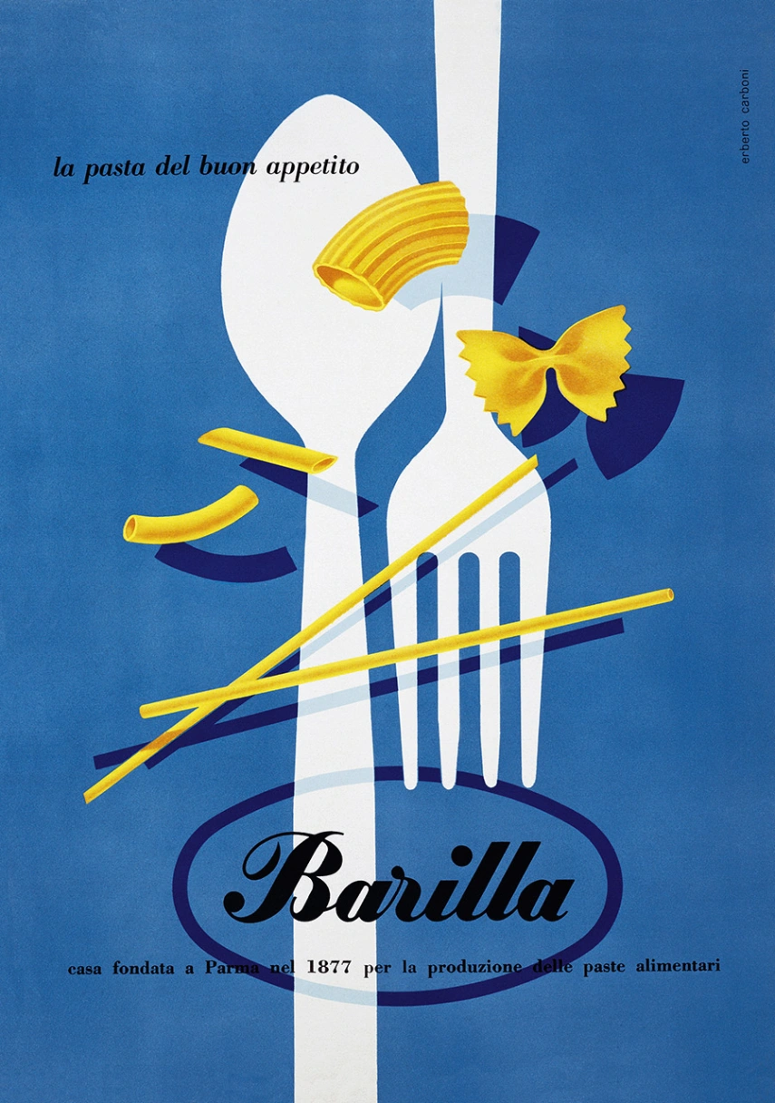 Erberto Carboni, Barilla la Pasta del Buon Appetito, 1952. Parma, © Archivio Storico Barilla.