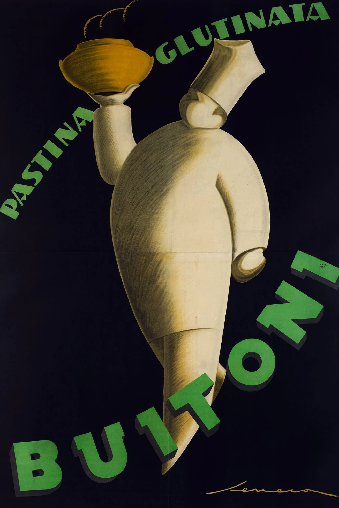 Federico Seneca, manifesto pubblicitario, “Pastina glutinata Buitoni”, 1929, carta/cromolitografia, 196,5 x 140 cm Museo nazionale Collezione Salce, Treviso. Courtesy of M.A.X. museo