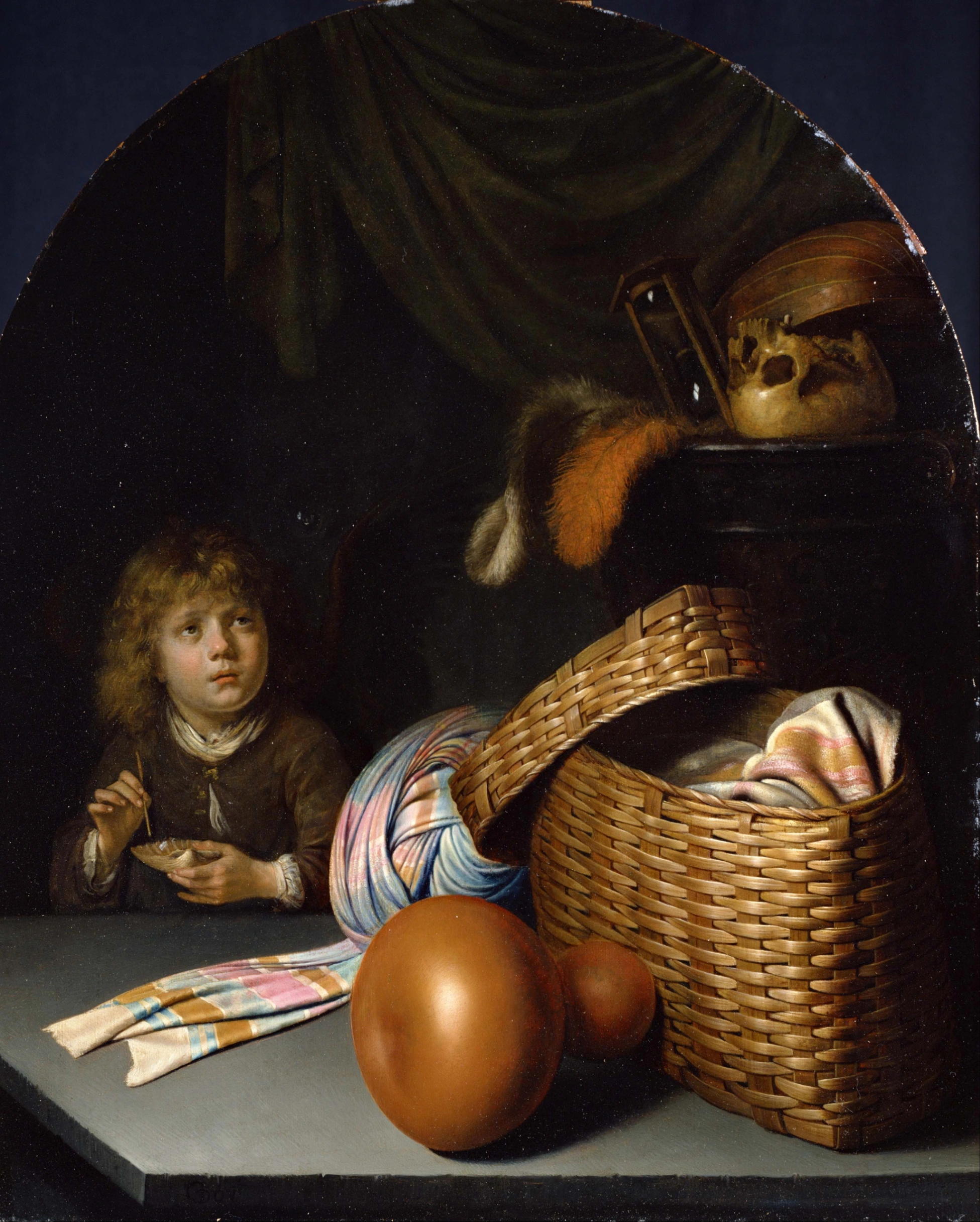 Gerard Dou, Natura morta con bambino che fa le bolle, 1635- 1636, olio su tela, 48 x 39,7 cm, Museo nazionale d'arte occidentale, Tokyo.