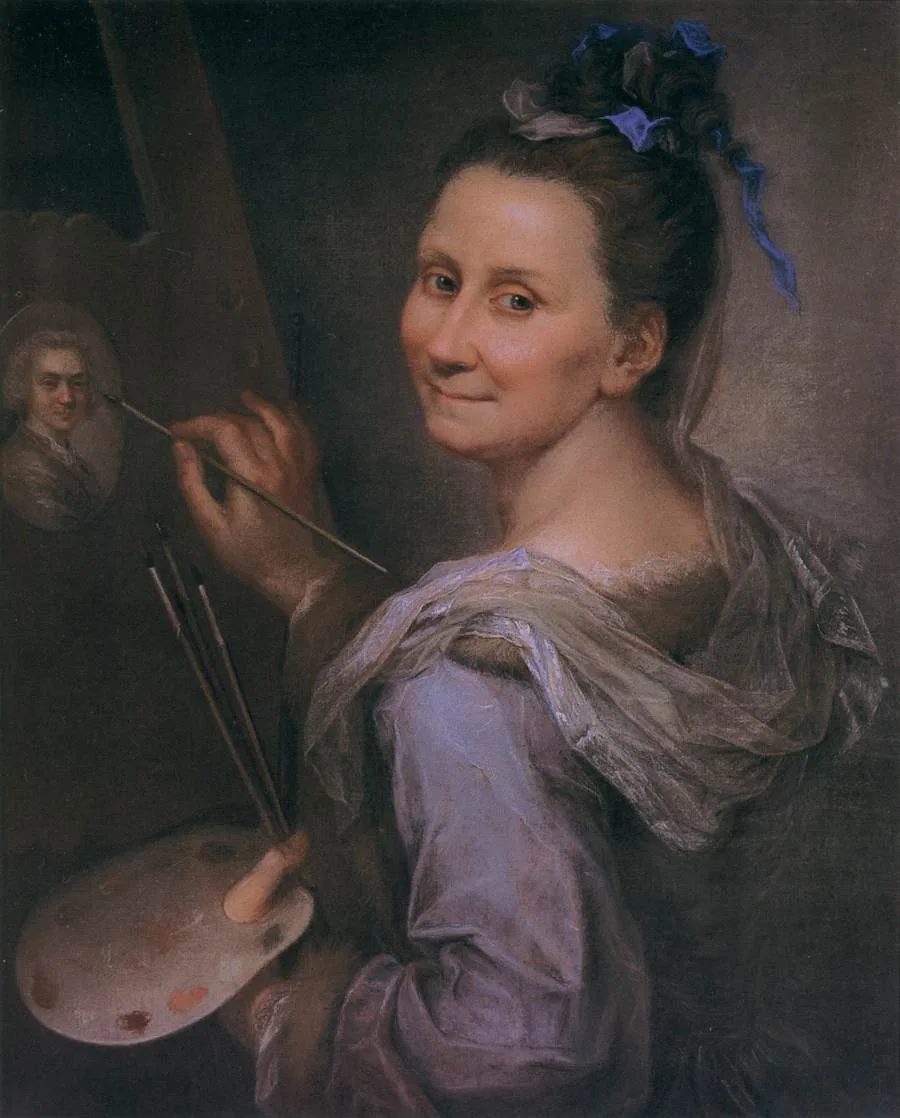 Giovanna Fratellini, Autoritratto, 1720, pastello su carta, 72 x 57 cm, Corridoio Vasariano, Firenze.