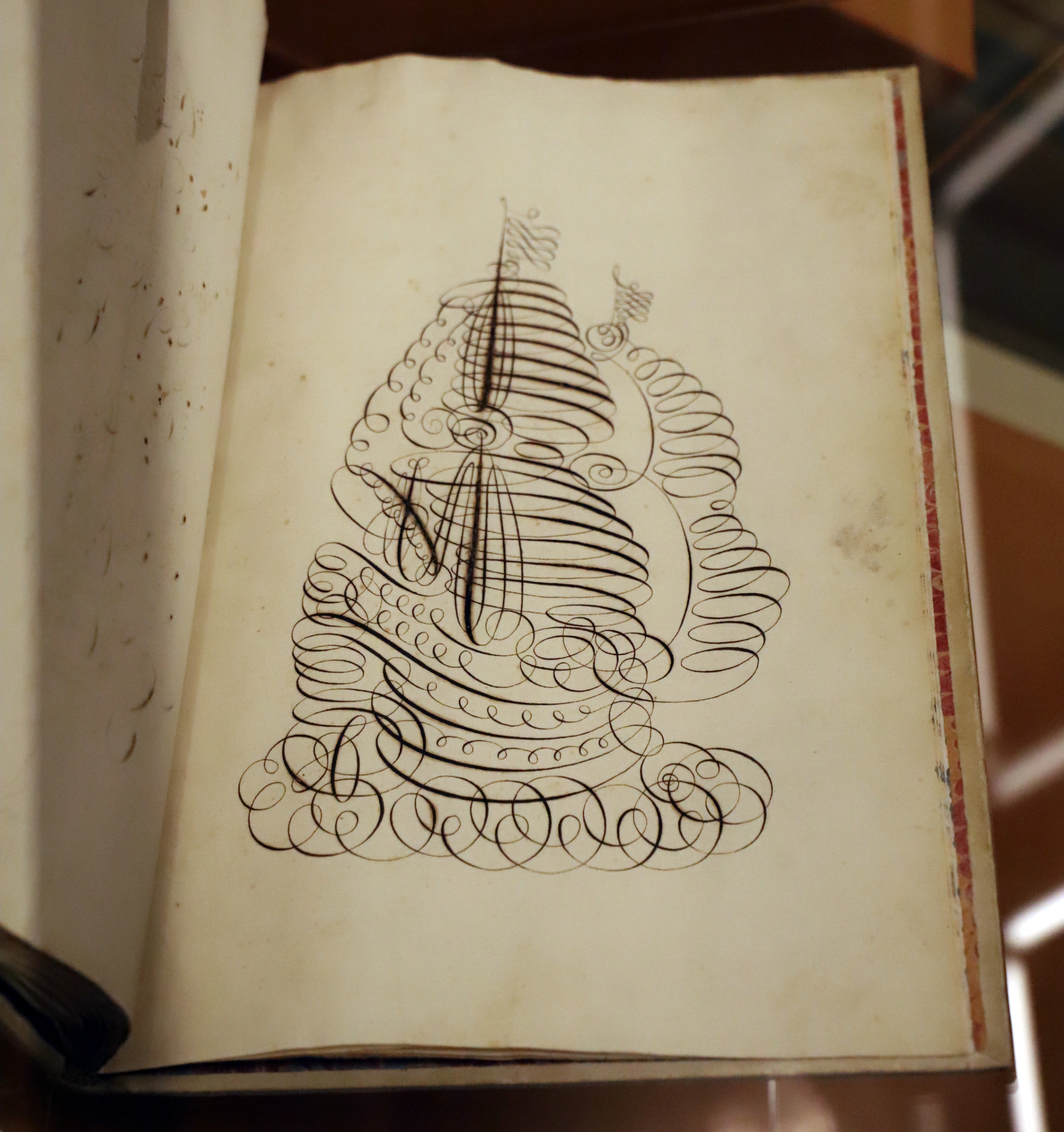 Giovanna Garzoni, Galeone in mare, foglio dal "Libro de' caratteri cancellereschi corsivi", 1617-1622 circa, Accademia di San Luca, Roma.