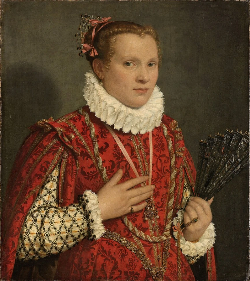 Giovan Battista Moroni, Ritratto di dama con ventaglio, 1570, olio su tela, 73,5 × 65 cm, Rijksmuseum, Amsterdam.