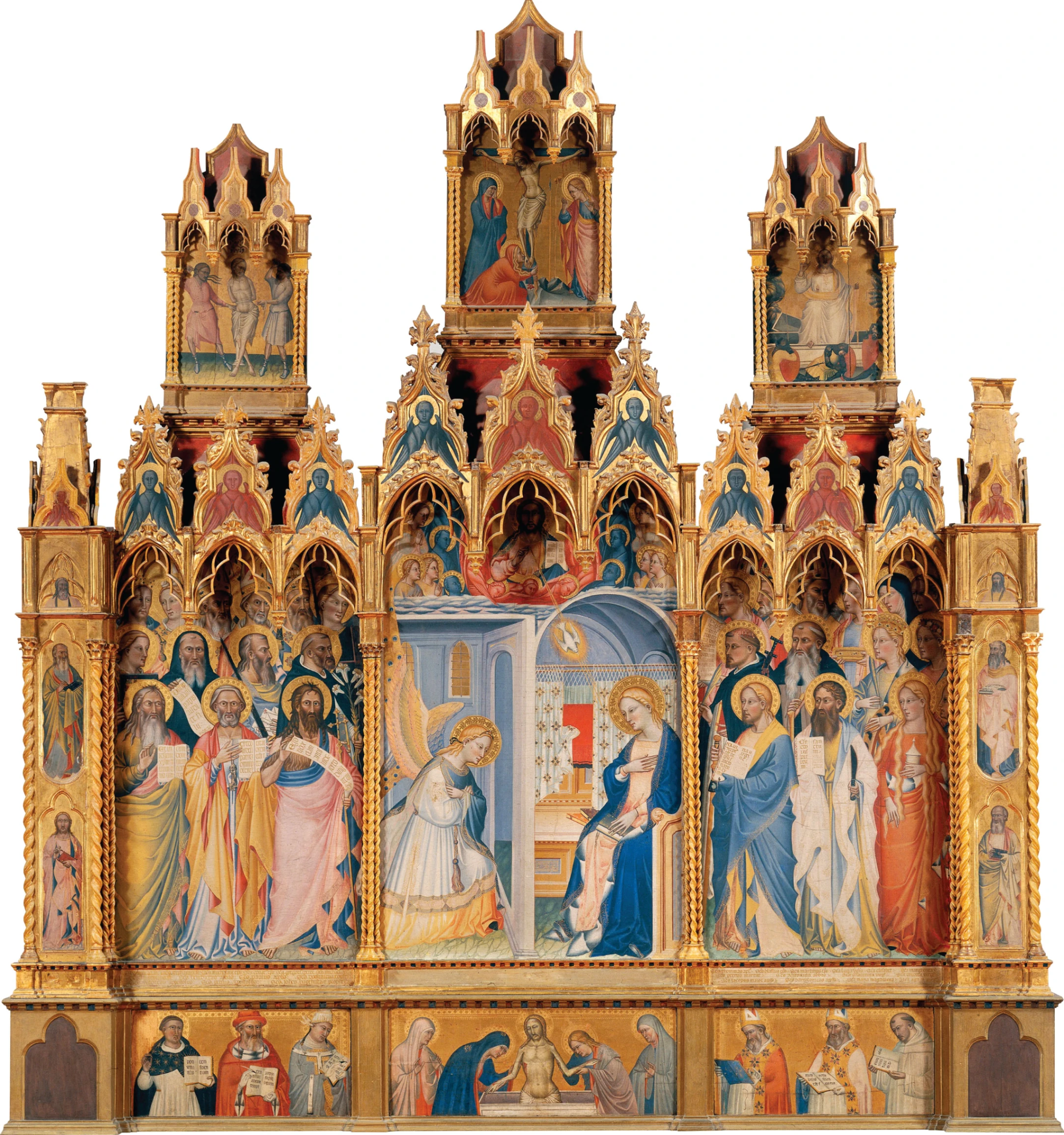 Giovanni del Biondo, Polittico con l'Annunciazione e santi, 1380-1385 circa, tempera e oro su tavola, 404 × 381 cm, Galleria dell'Accademia, Firenze.