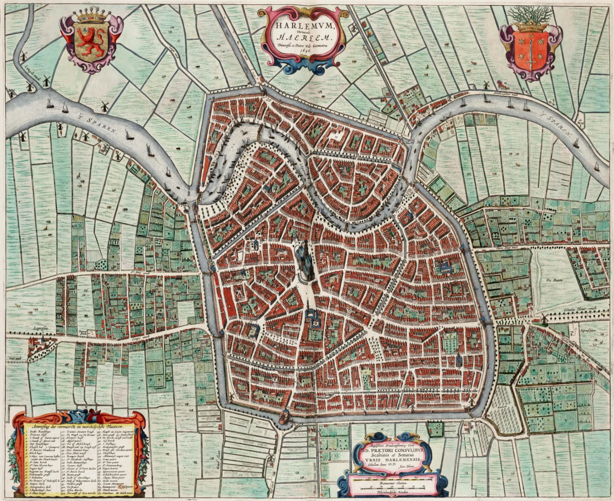 Una mappa della città di Haarlem nel 1646.