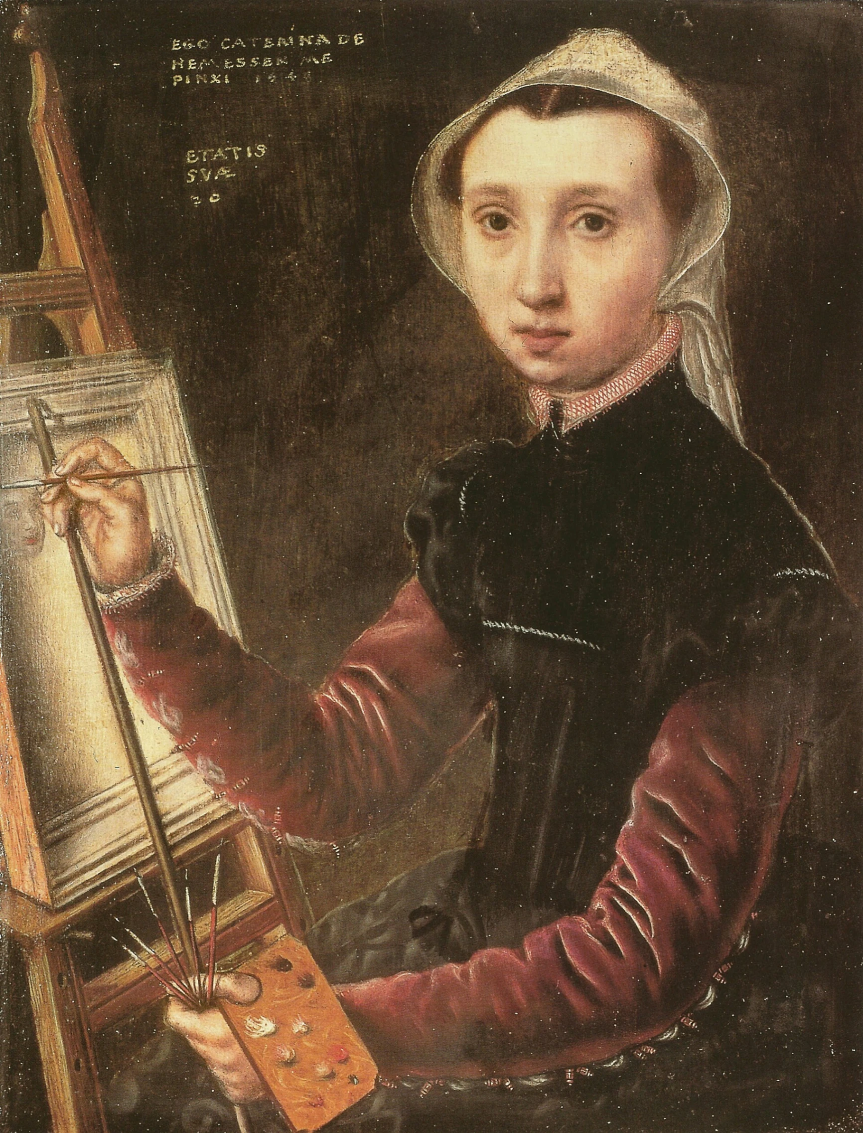 Caterina van Hemessen, Autoritratto al cavalletto, 1548, tempera on oak wood, 32 x 25 cm, Kunstmuseum, Basilea.