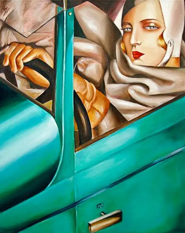 Tamara de Lempicka, Autoritratto con Bugatti Verde, 1932.