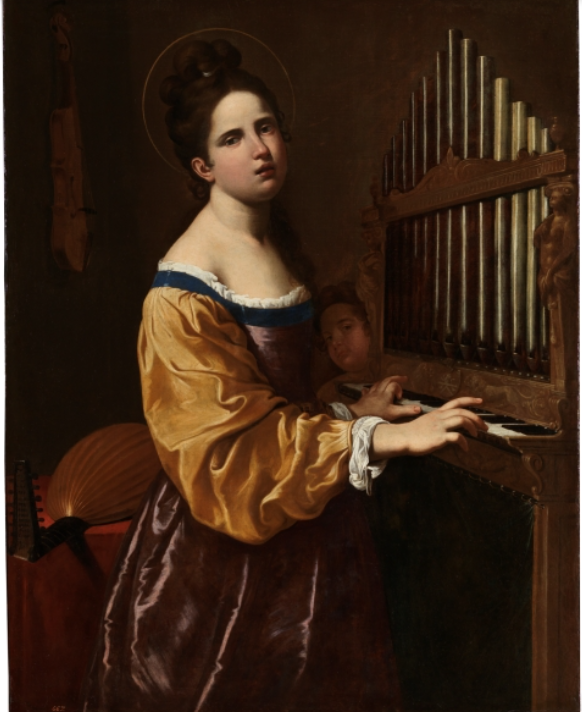 Antiveduto Gramatica, Santa Cecilia, post 1611, olio su tela, 28 x 100 cm, Museo del Prado, Madrid.