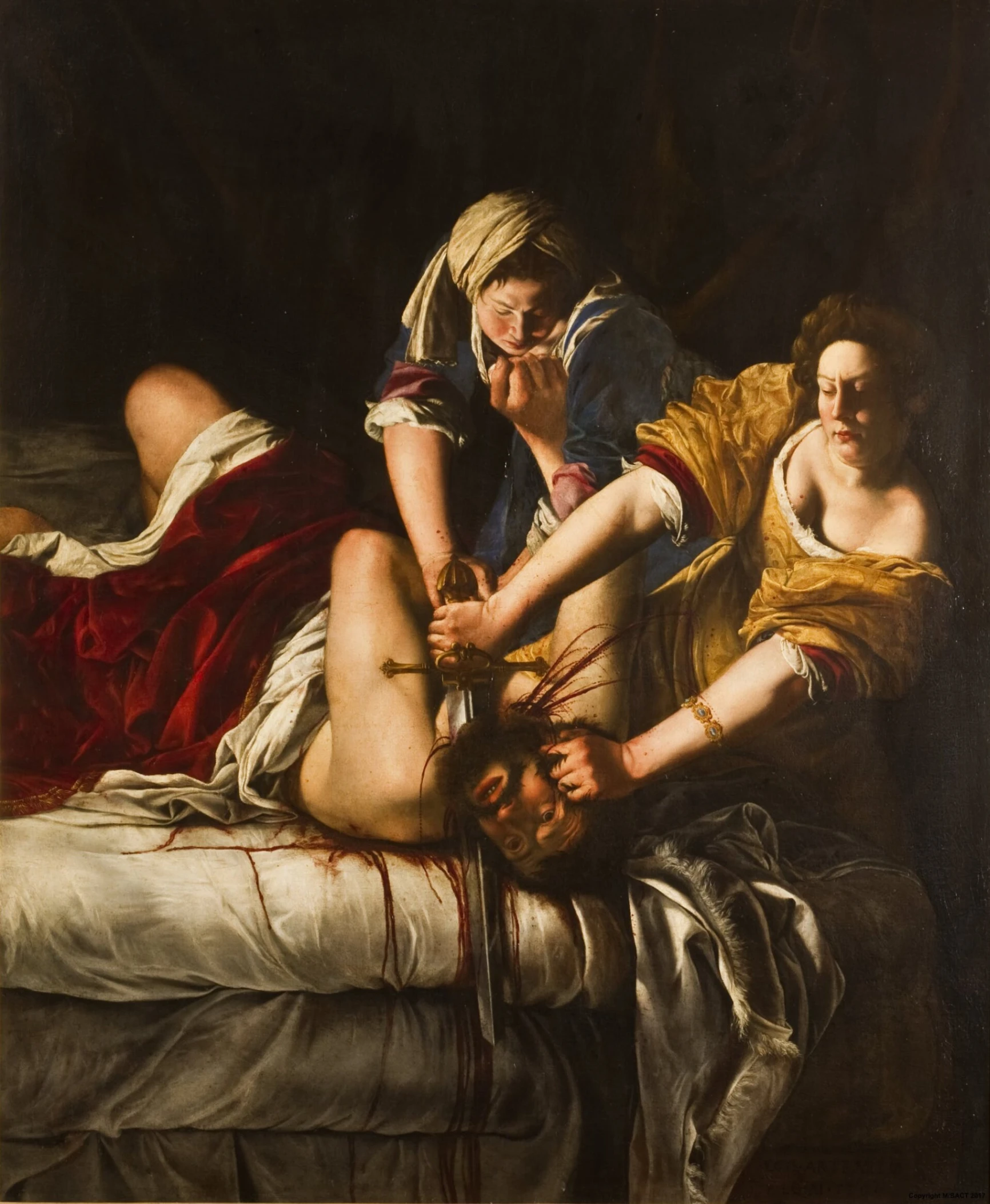 Artemisia Gentileschi, Giuditta che decapita Oloferne, 1620 circa, olio su tela, 146,5 × 108 cm, Galleria degli Uffizi, Firenze.
