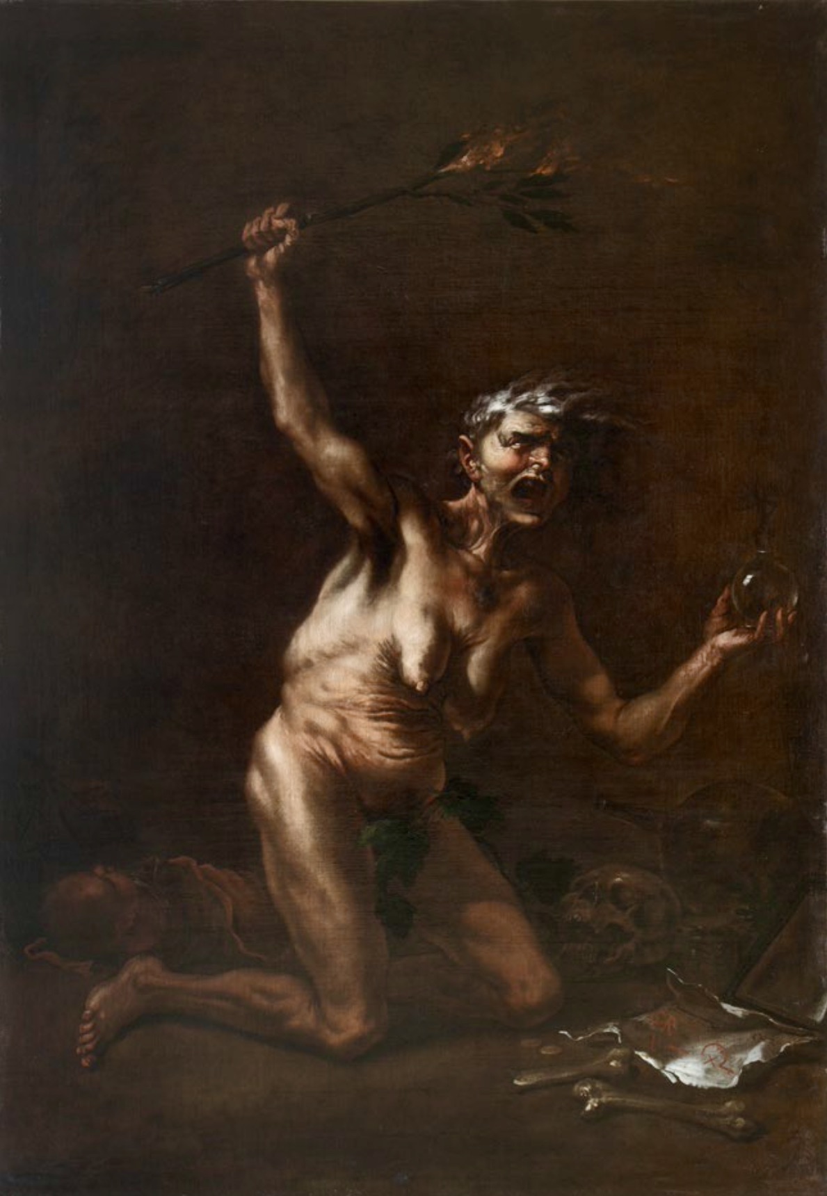 Salvator Rosa, La strega, 1647-1650 circa, olio su tela, 212 x 147 cm, Gallerie degli Uffizi, Firenze.