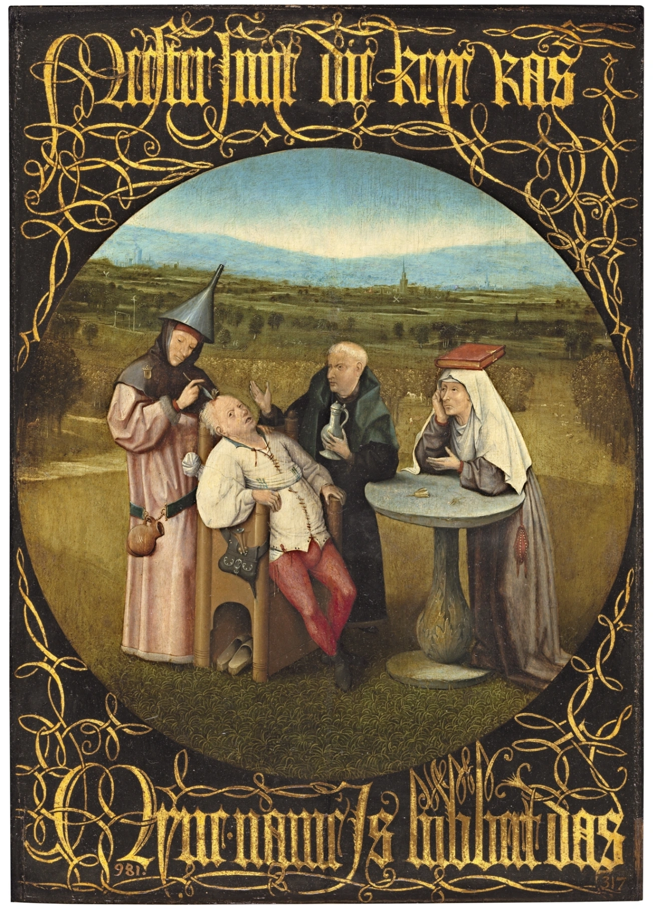 Hieronymus Bosch, L'estrazione della pietra della follia, 1494 circa, olio su tavola, 48 × 35 cm, Museo del Prado, Madrid.