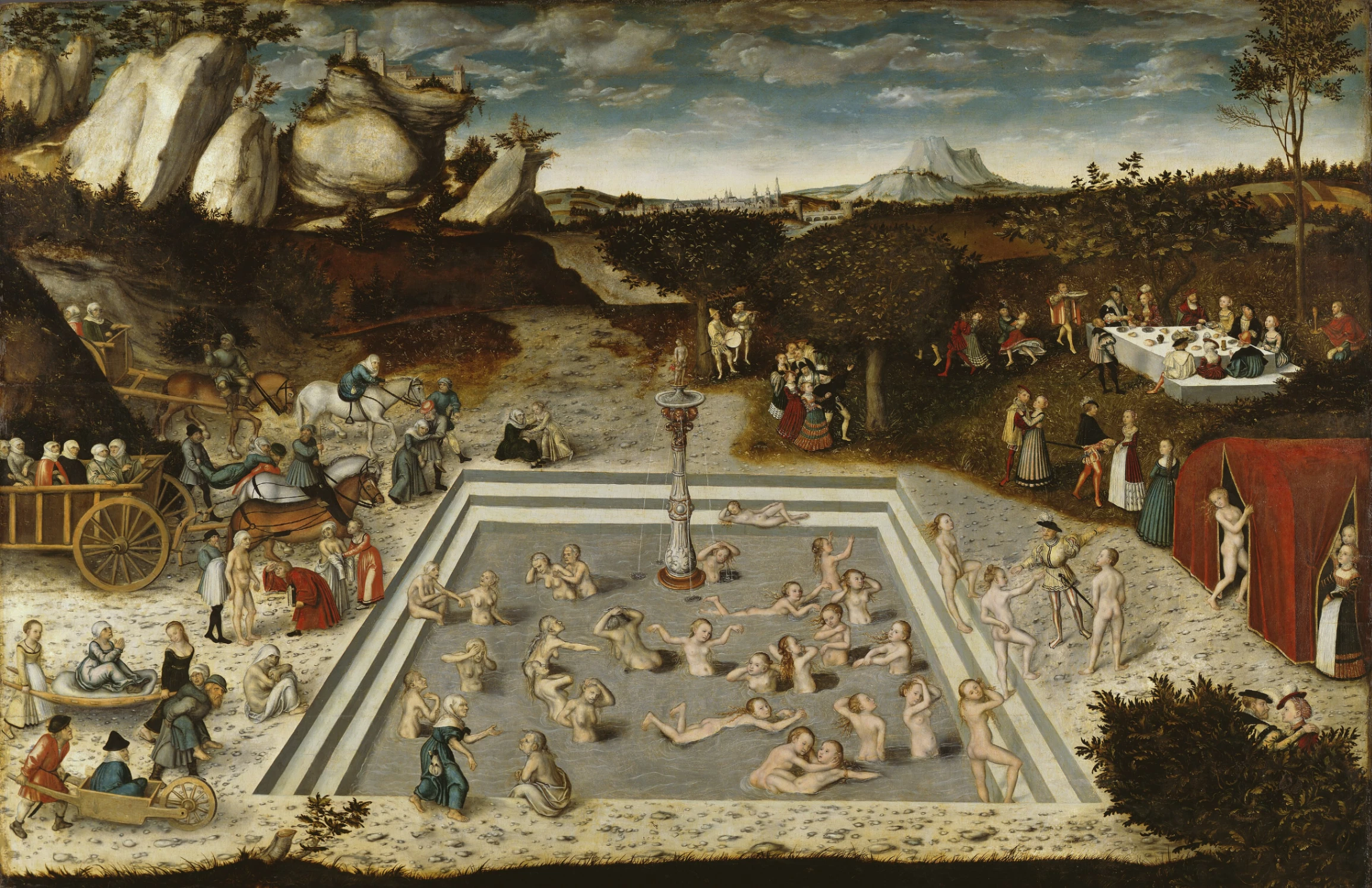 Lucas Cranach, La fontana della Giovinezza, 1546, 122.5 x 186 cm, Gemäldegalerie, Berlino.