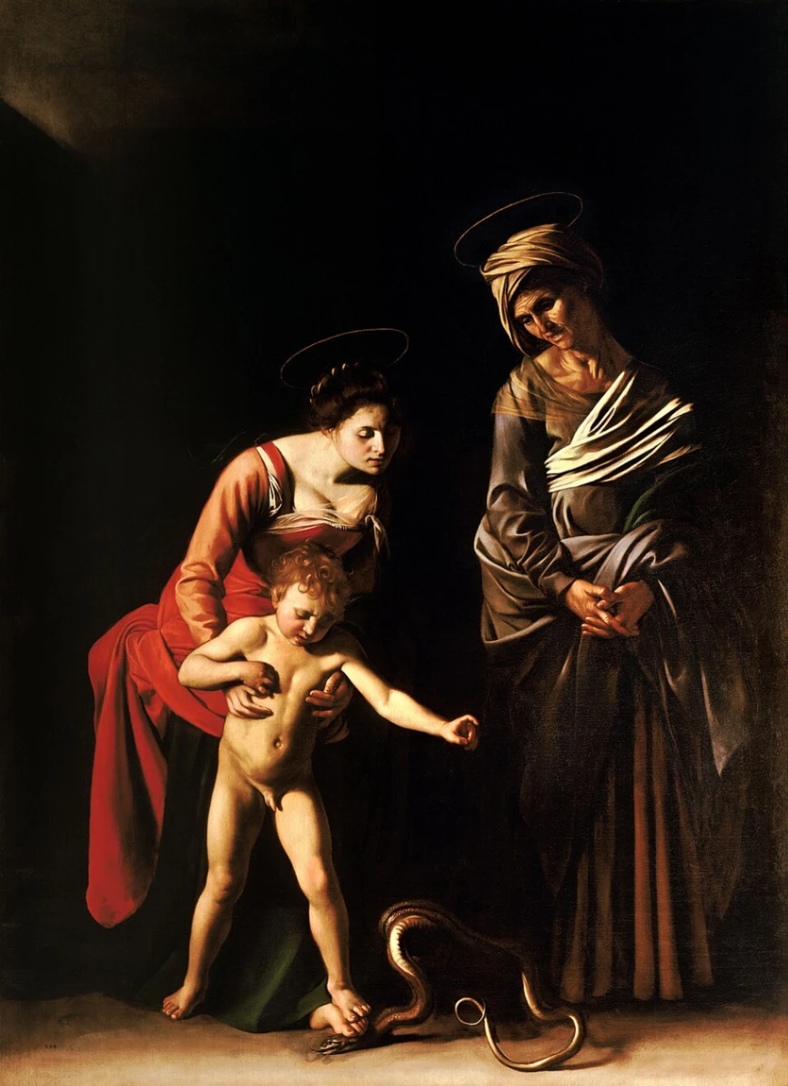 Michelangelo Merisi detto Caravaggio, Madonna dei Palafrenieri o Madonna della Serpe, 1605, olio su tela, 292 × 211 cm, Galleria Borghese, Roma.