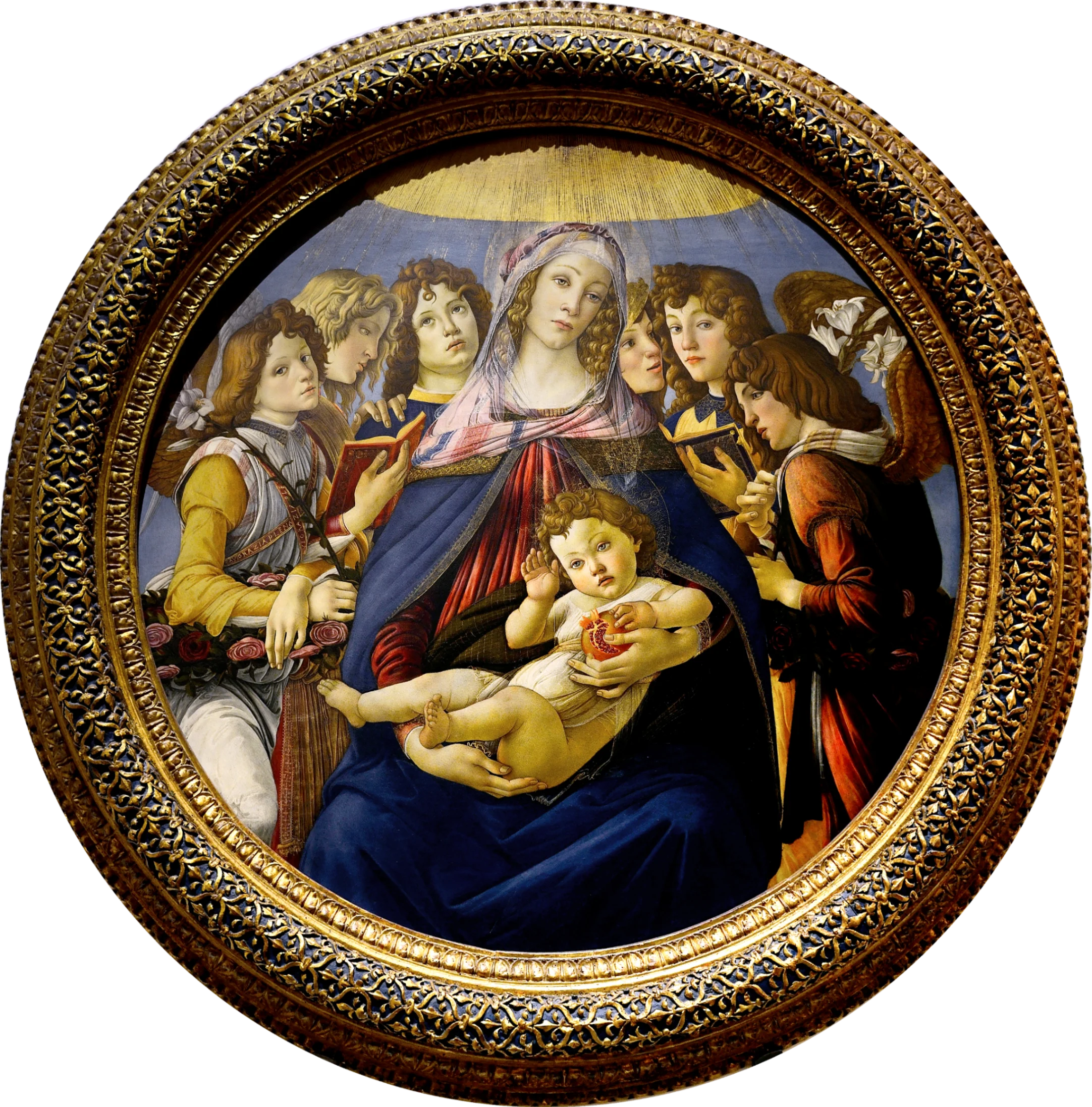 Sandro Botticelli, Madonna della Melagrana, 1487, tempera su tavola, 143,5 × 143,5 cm, Gallerie degli Uffizi, Firenze.