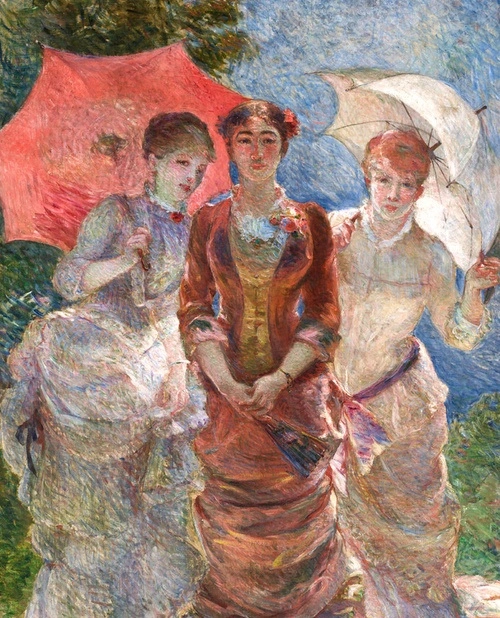 Marie Bracquemond, Tre signore con gli ombrellini, 1880, olio su tela,141,3 cm x 89.5 cm, Musée d'Orsay, Parigi.