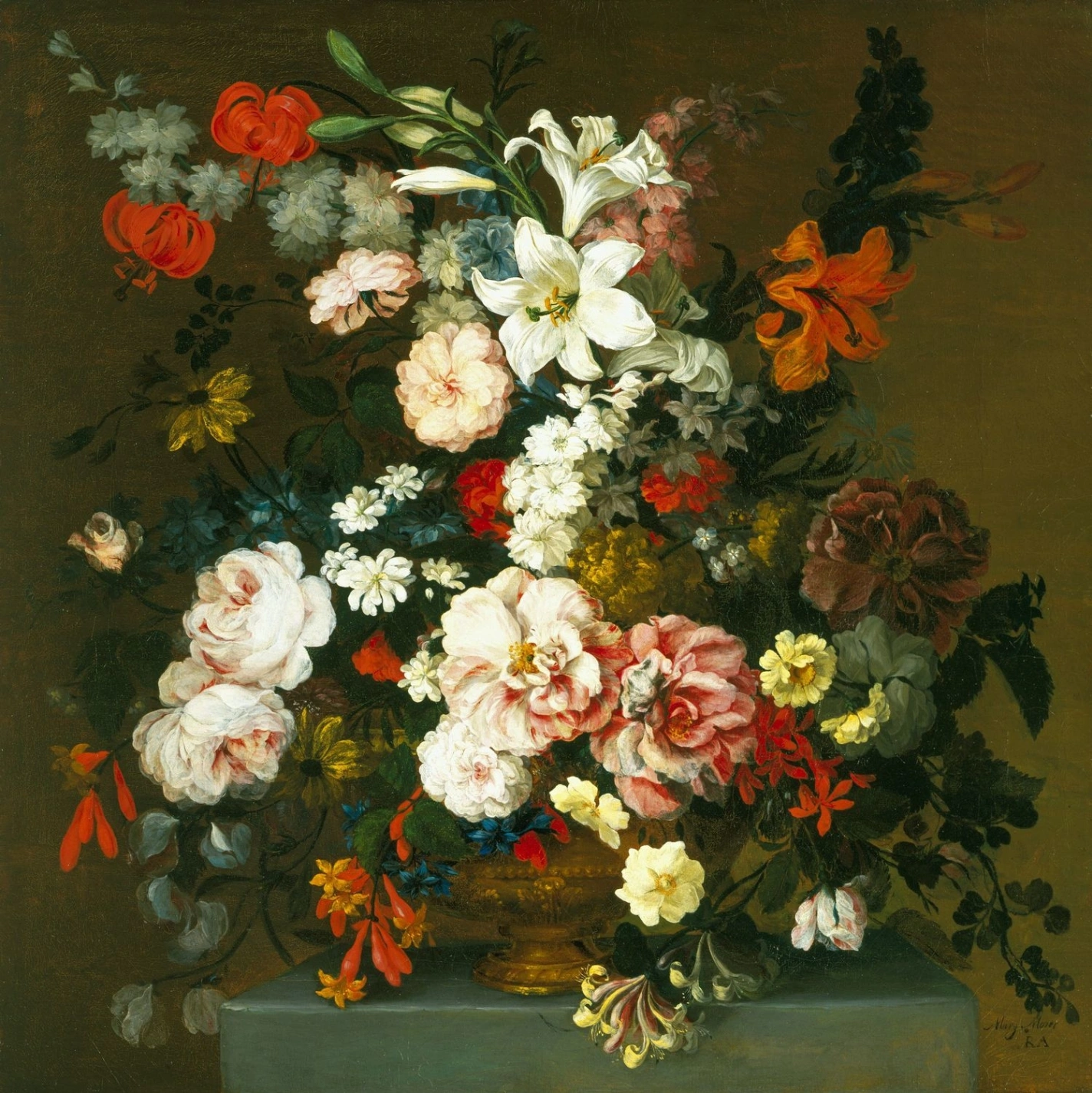 Mary Moser, Vaso di fiori, 1792 -1797 circa, olio su tela, 66,3 x 65.6 cm, Royal Collection, Londra.