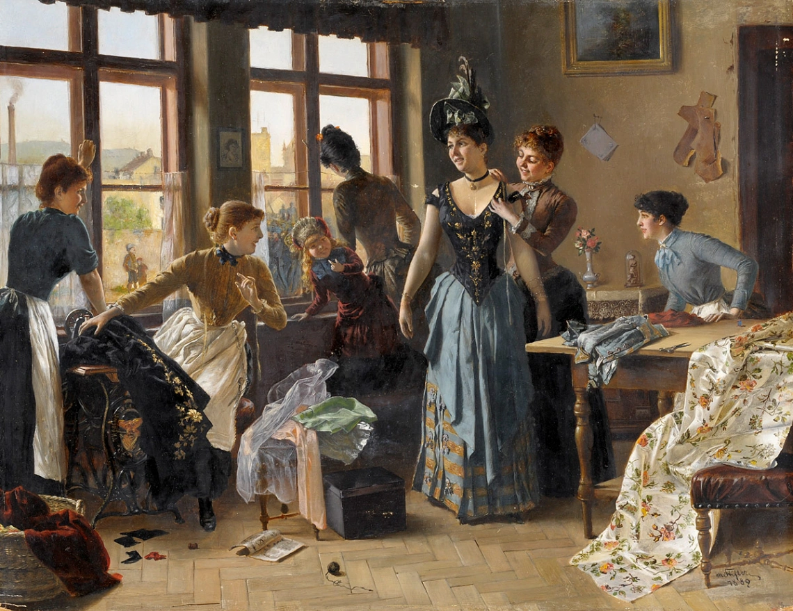 Moritz Stifter, Il vestito nuovo, 1889, olio su tavola, 30,5 x 40 cm, collezione privata.
