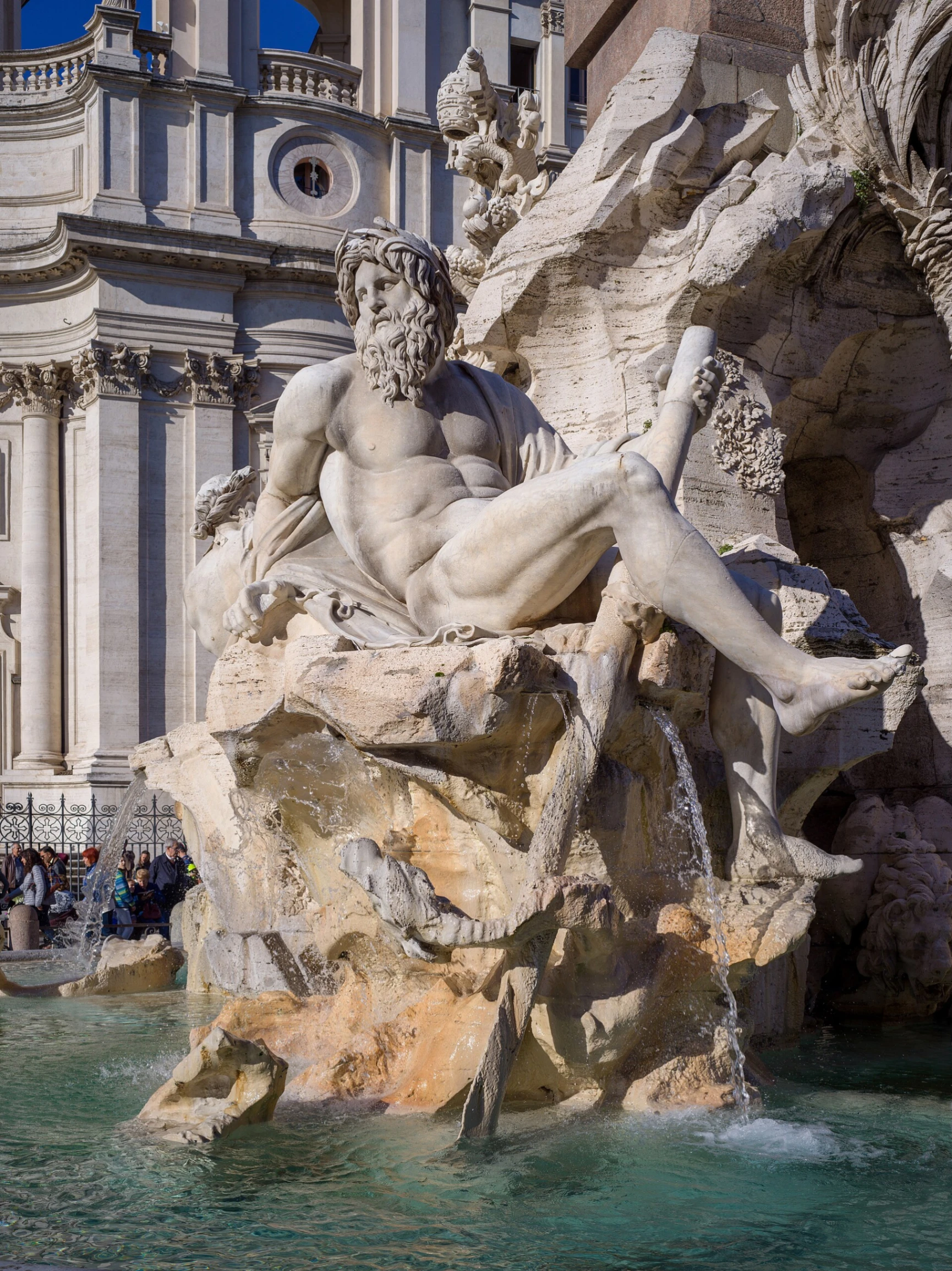 Gian Lorenzo Bernini, il Gange, dettaglio della Fontana dei Quattro Fiumi, Piazza Navona, Roma.