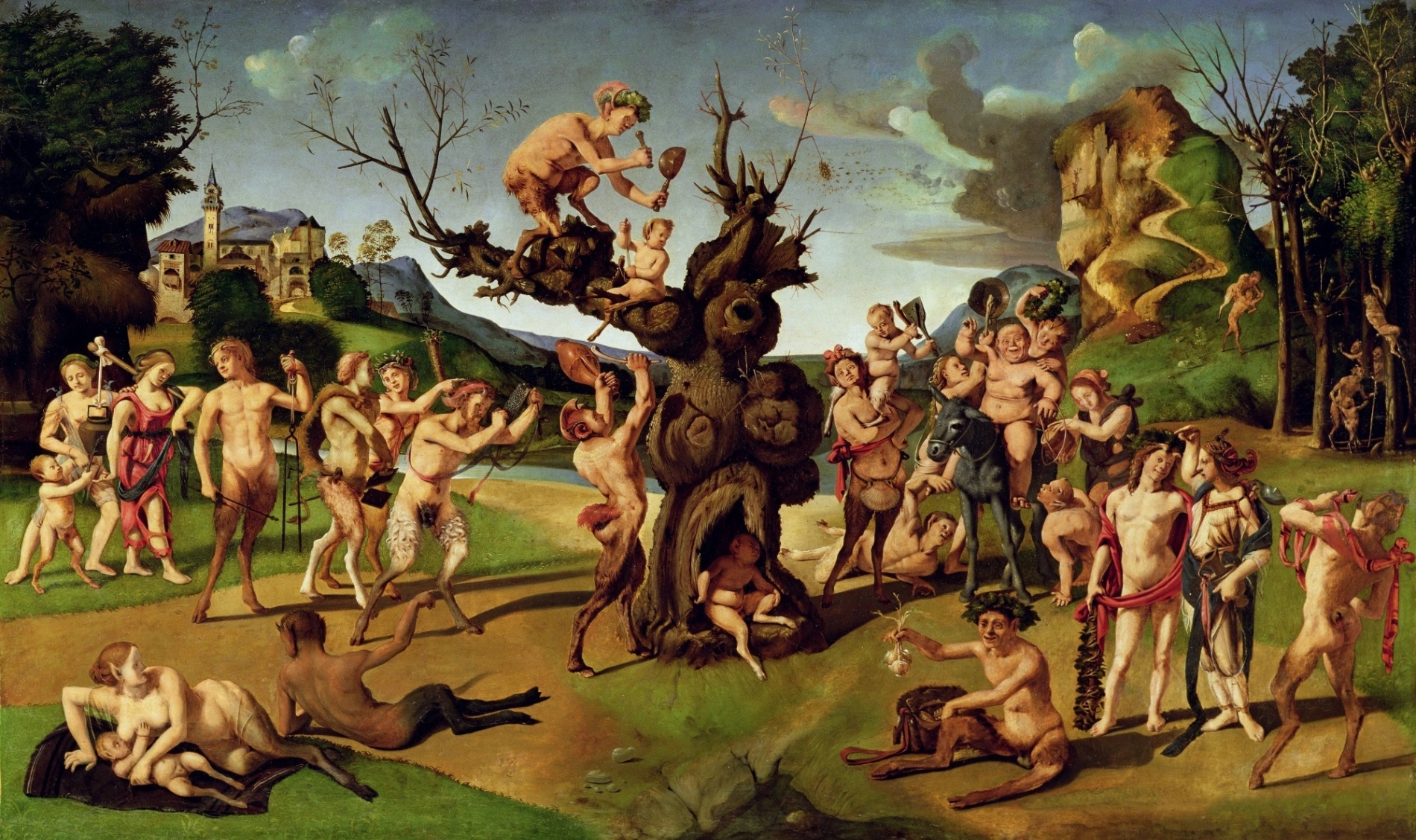 Piero di Cosimo, La scoperta del miele, 1505-1510 circa, olio su tavola, 80 × 128,5 cm, Worcester Art Museum, Worcester.