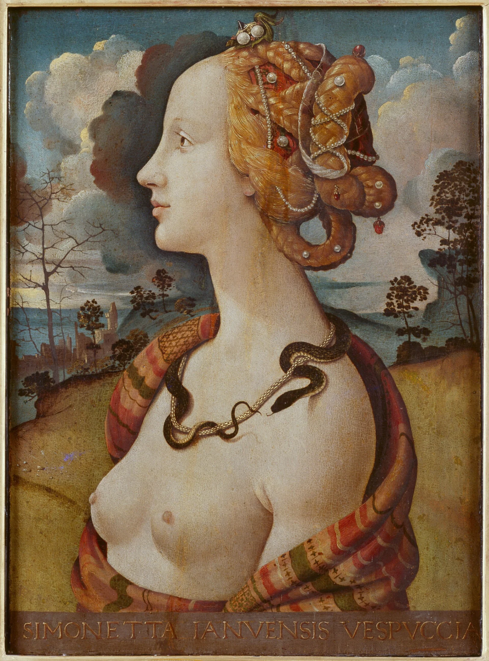 Piero di Cosimo, Ritratto di Simonetta Vespucci come Cleopatra, 1481-1492 circa, tempera su tavola, 57 × 42 cm, Museo Condé, Chantilly.