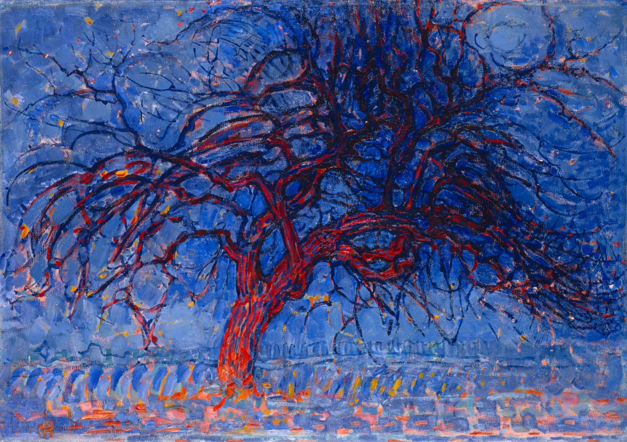 Piet Mondrian, Albero rosso, 1909, olio su tela, 70 × 99 cm, Gemeentemuseum Den Haag, L'Aia.