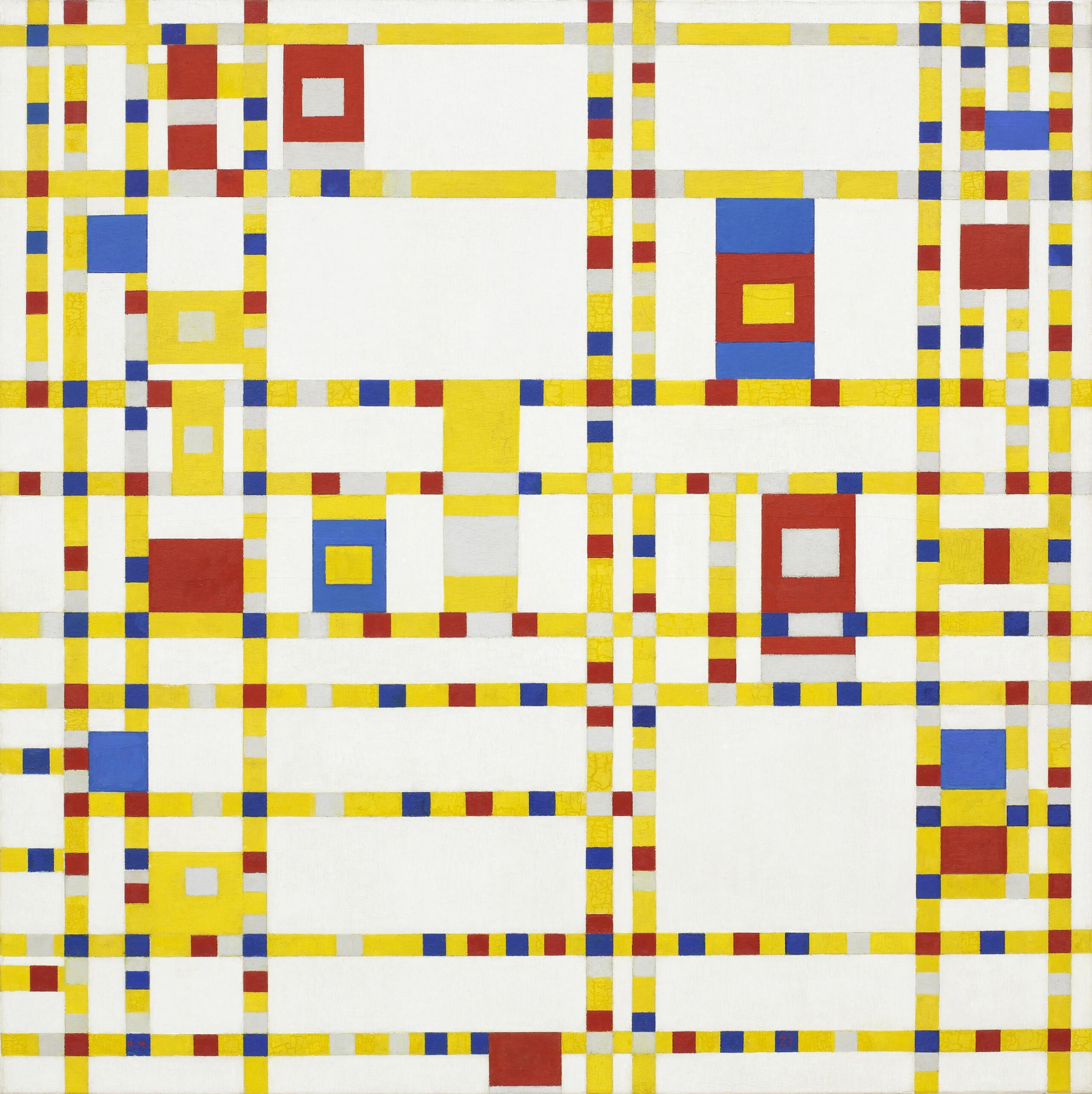 Piet Mondrian, Broadway Boogie-Woogie, 1942-1943, olio su tela, 127 x 127 cm, Museum of Modern Art, New York.
