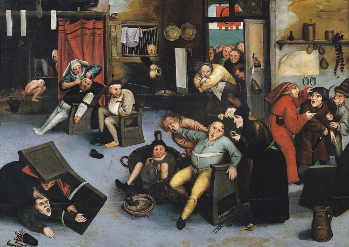Pieter Bruguel il Vecchio, Estrazione della pietra della follia o un'operazione alla testa, 1557, olio su tavola, Musée de l'Hôtel Sandelin a Saint-Omer.