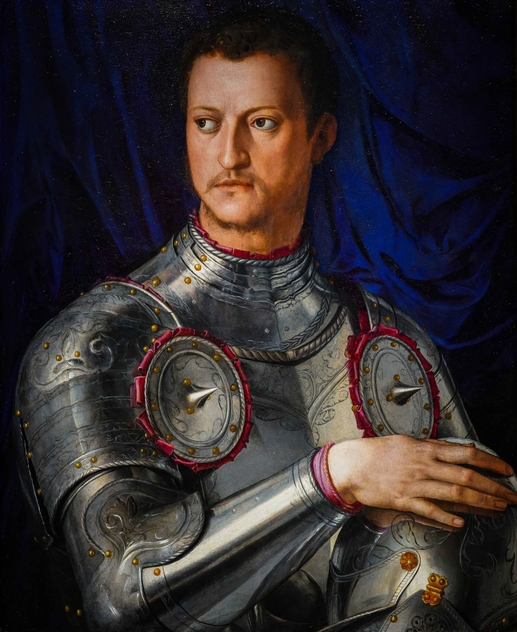 Agnolo Tori detto Bronzino, Ritratto di Cosimo I de' Medici, 1543-1545, olio su tavola, 74 x 58 cm, Gallerie degli Uffizi, Firenze.