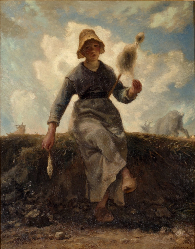 Jean-François Millet, La filatrice, pastorella d’Alvernia, 1868-1869, olio su tela, 92,5 × 73,5 cm, Musée d’Orsay, Parigi.