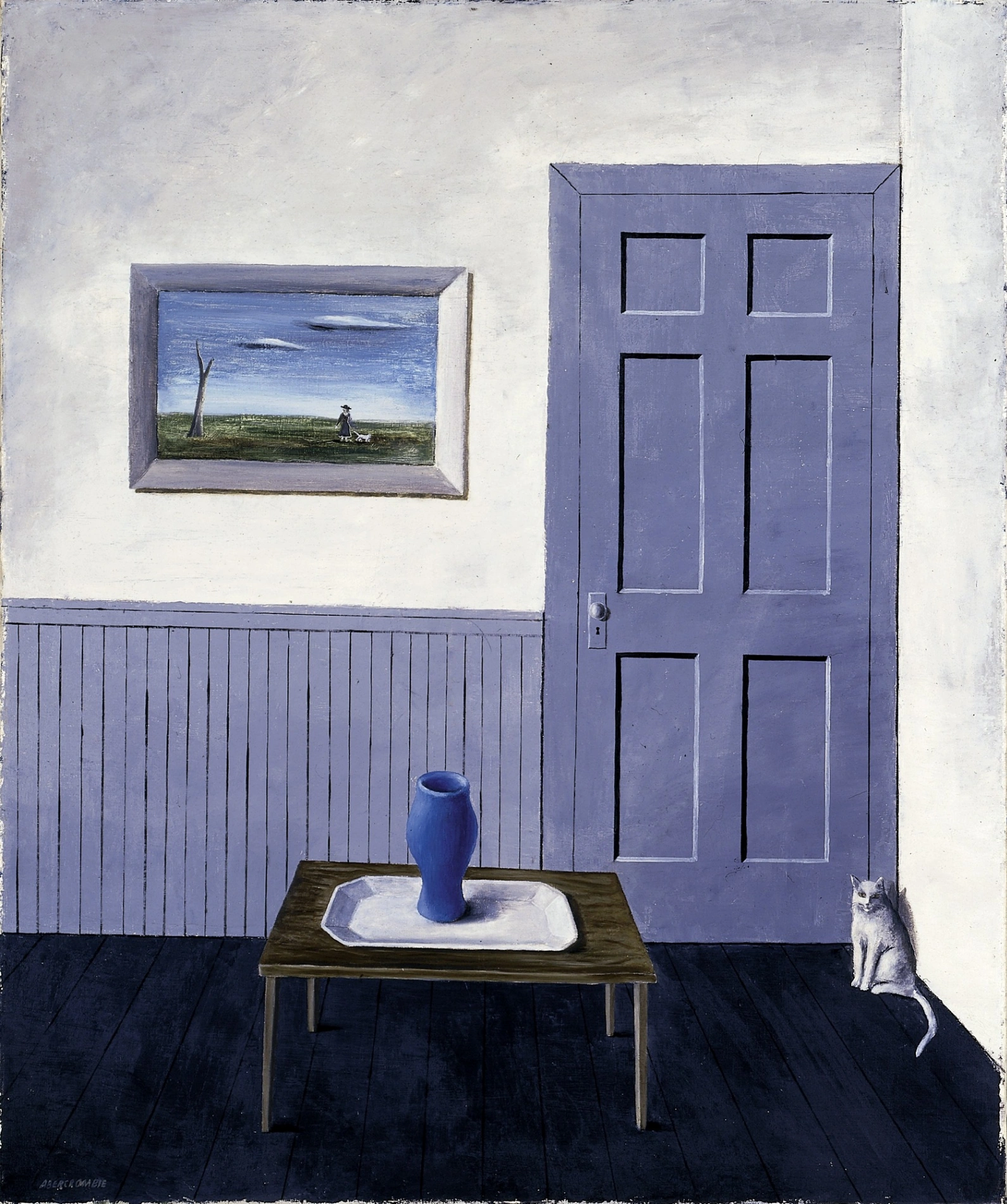 Gertrude Abercrombie, Gatto bianco, 1938 circa, olio su tela, 91,5 × 76,5 cm, Smithsonian American Art Museum, Transfer from General Services Administration, 1971.447.1