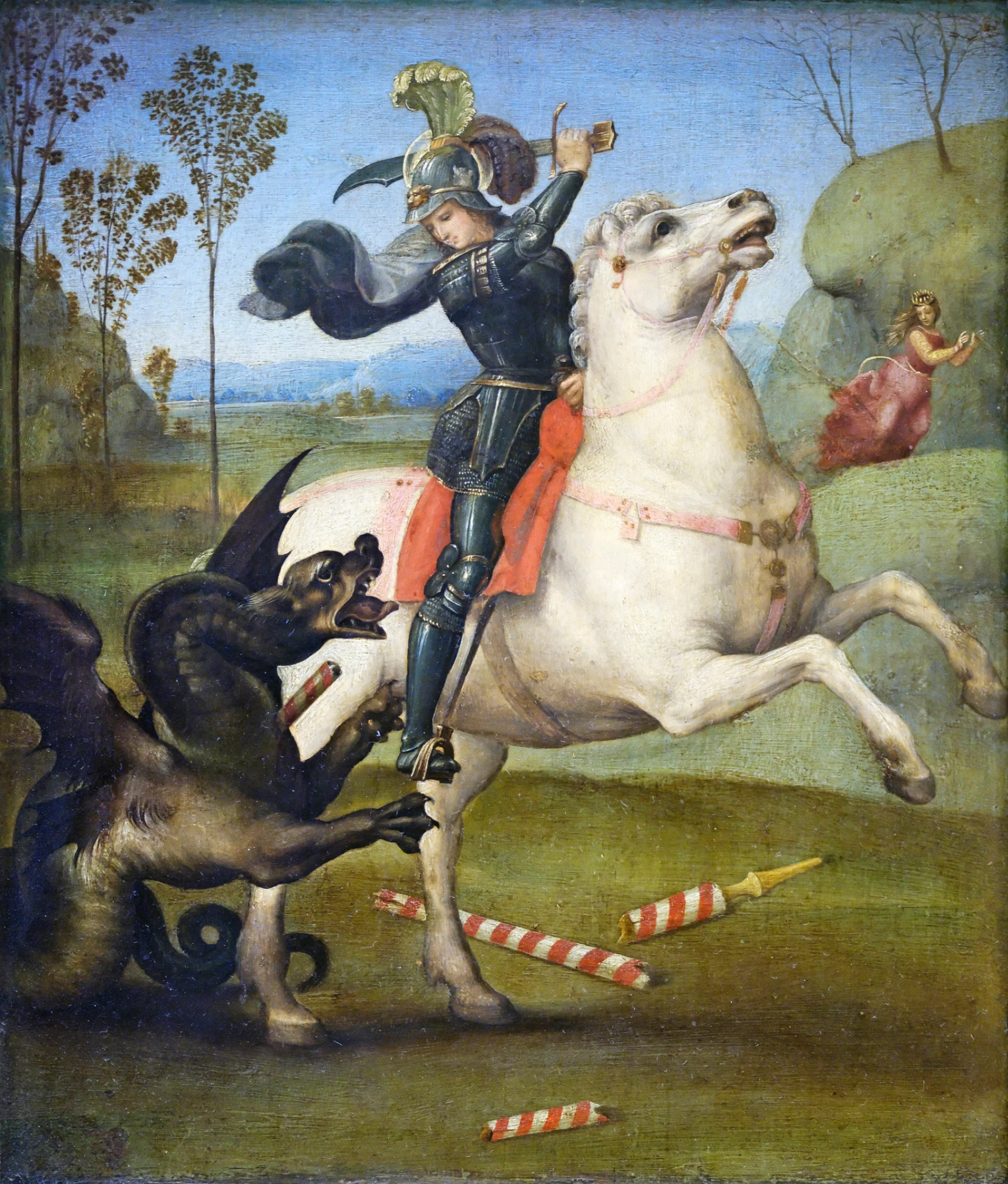 Raffaello Sanzio, San Giorgio e il drago, 1505 circa, olio su tavola, 31 × 27 cm, Musée du Louvre, Parigi.